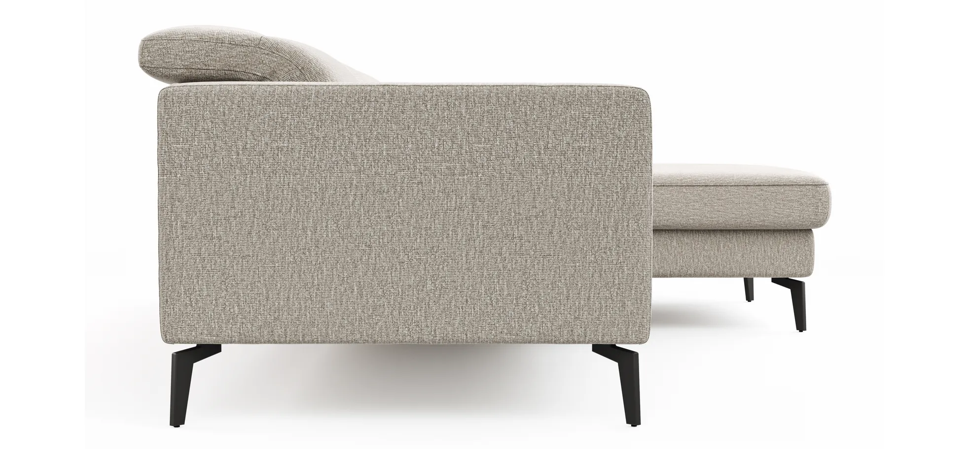 Ecksofa Rafaela 2.0 - 2,5-Sitzer mit Longchair rechts inkl. Sitzvorzug, Kopteilverstellung motorisch und Relaxfunktion motorisch im Longchair, Stoff, Champagner