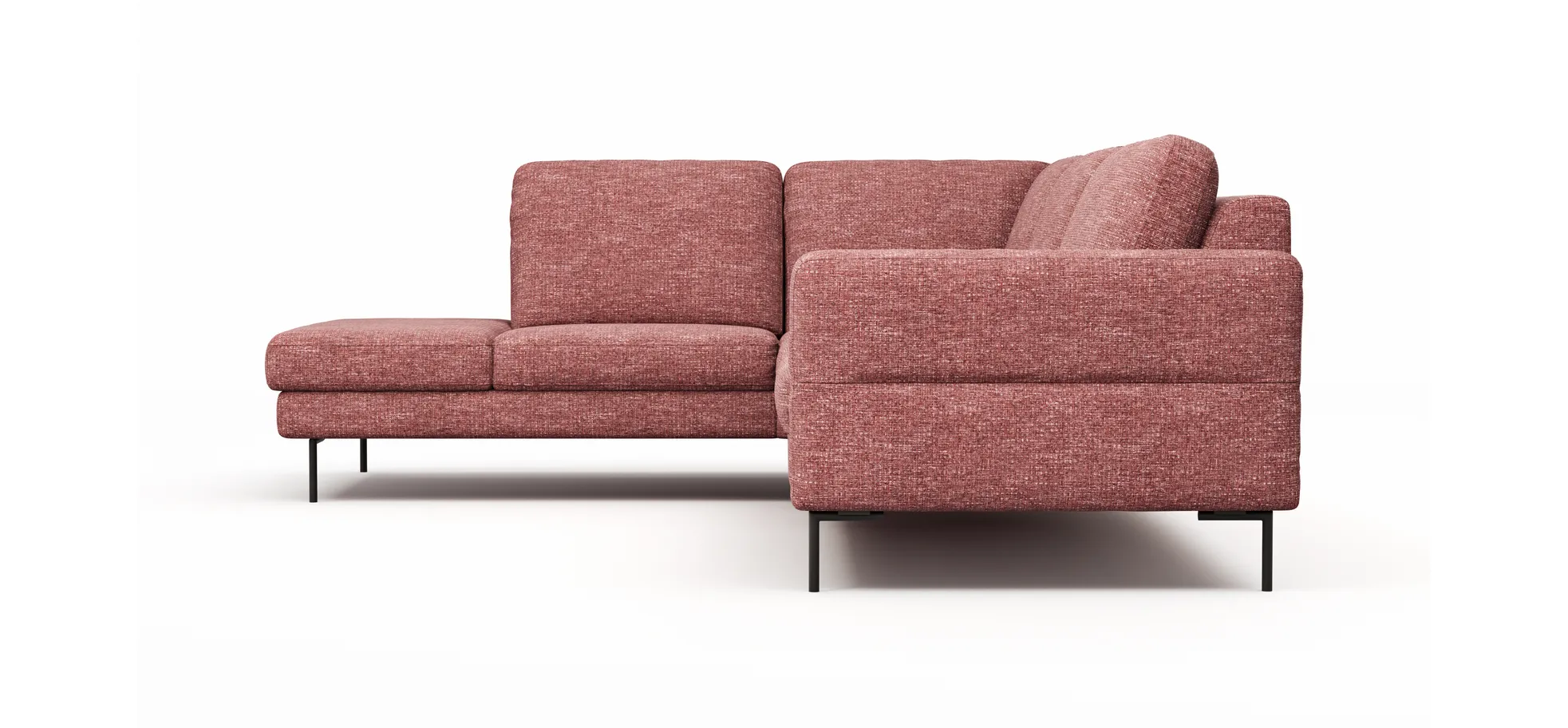 Ecksofa  Enna - Ecke links mit 3-Sitzer inklusive Sitzvorzug (motorisch), Stoff, Koralle