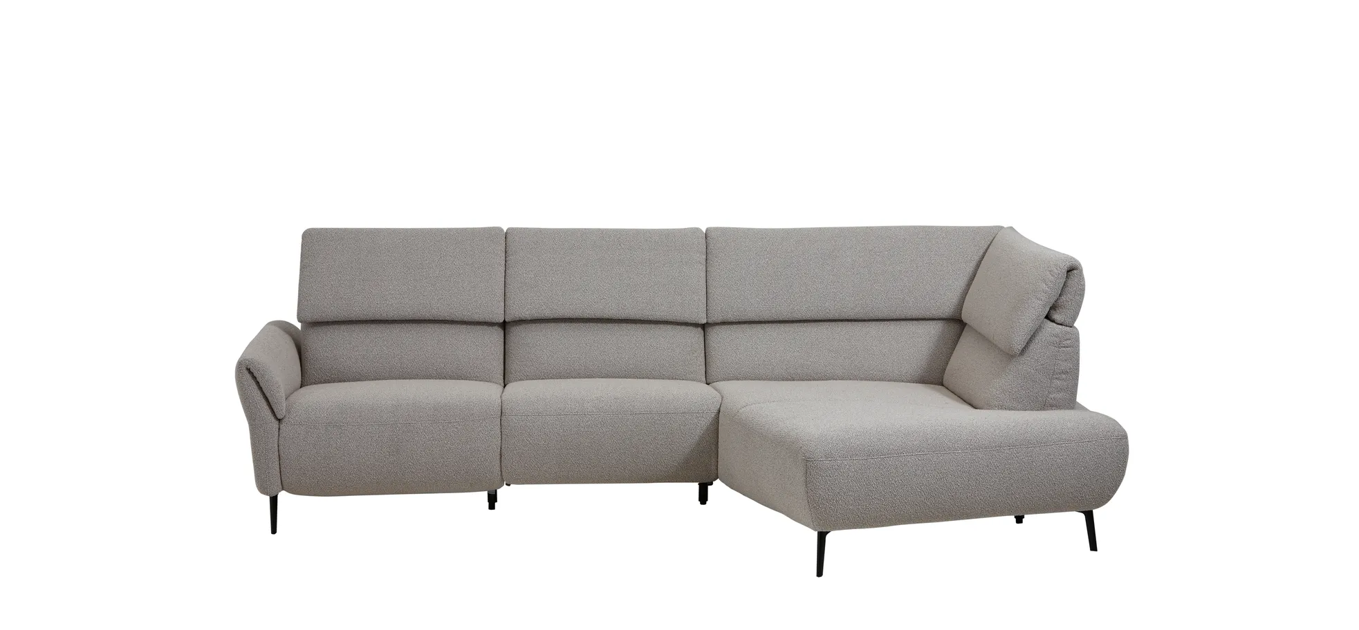 Ecksofa Managa - 2-Sitzer mit Ecke rechts inkl. Relaxfunktion und Kopfteilverstellung (motorisch), Stoff, Natur 134966