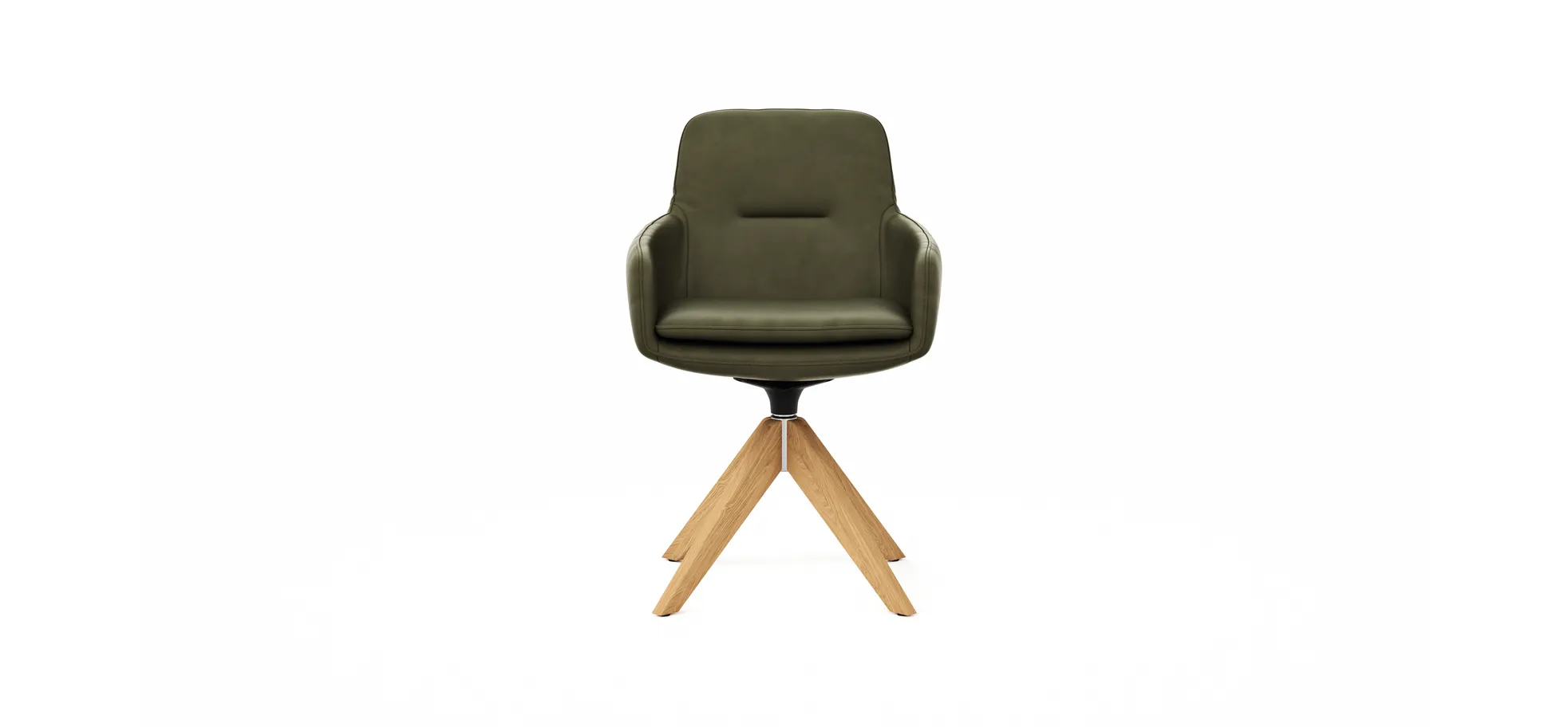 Armlehnstuhl Macano - drehbar, Leder, Olive