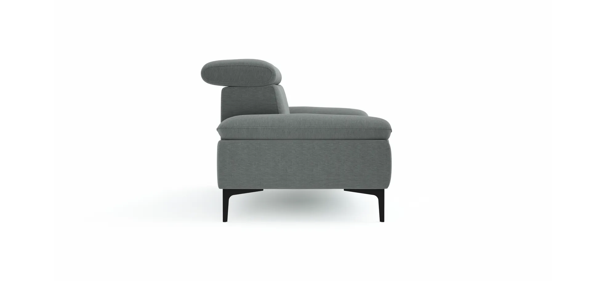 Sofa Felipa - 3-Sitzer inkl. Kopfteil verstellbar, Stoff, Grau