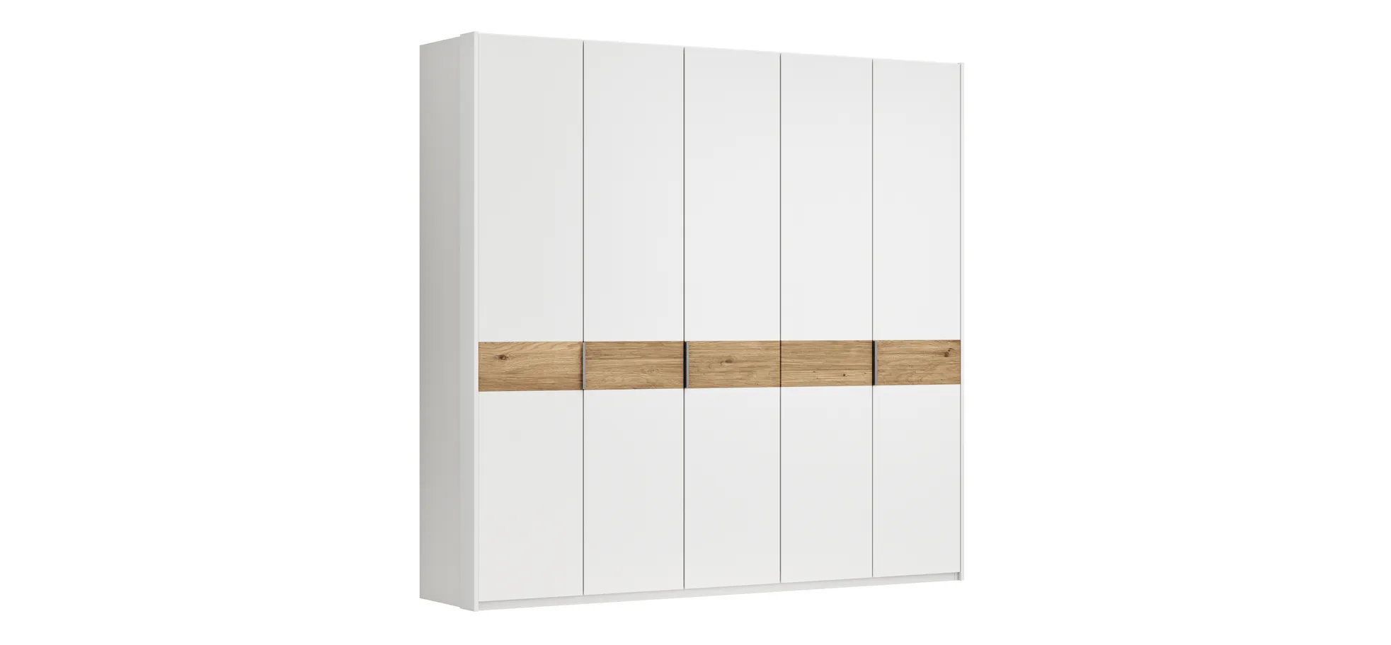 Drehtürenschrank Viana - B ca. 254 cm, Lack, Weiß, Riffholz, Wildeiche 120113