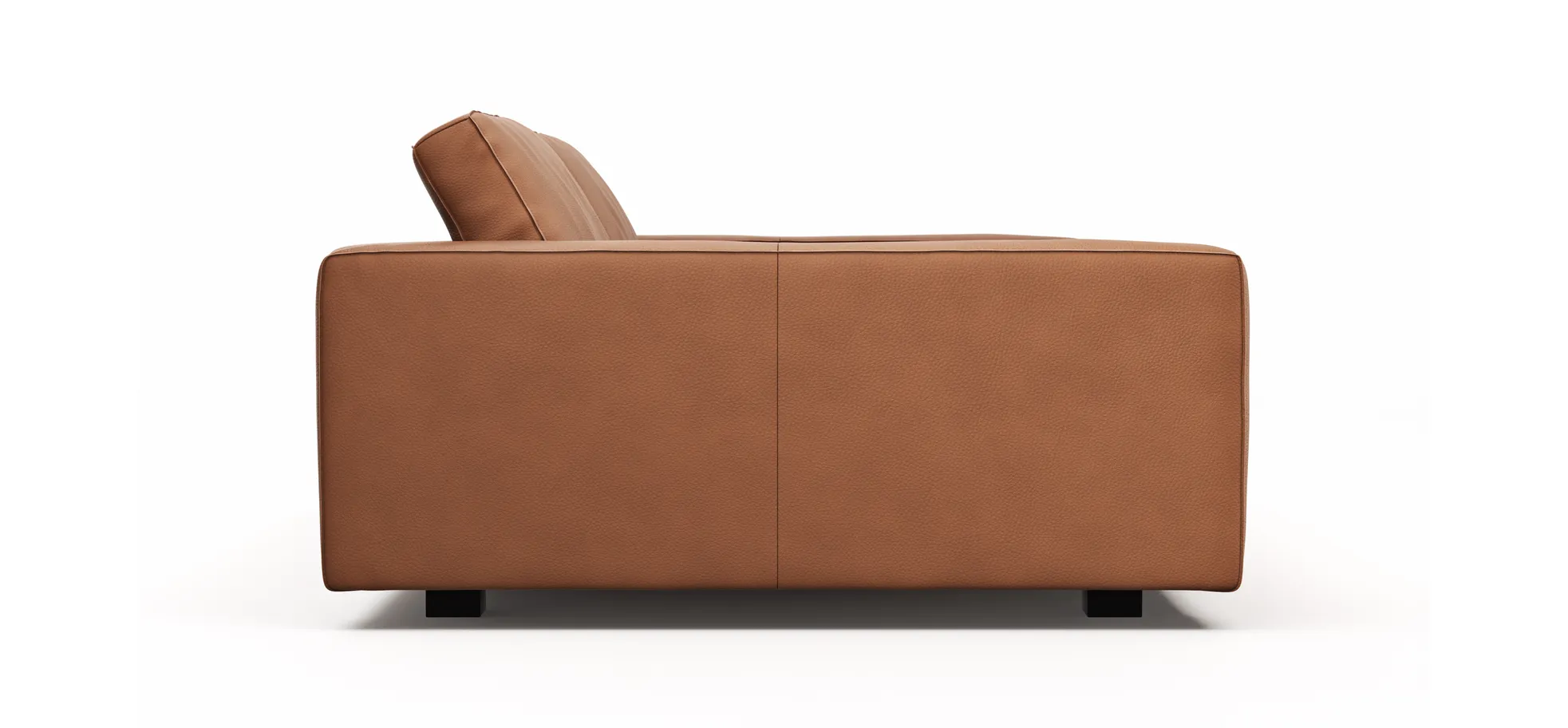 Sofa Aprino 2 - 3,5-Sitzer XXL, Dickleder, Cognac, Armlehne Block schmal