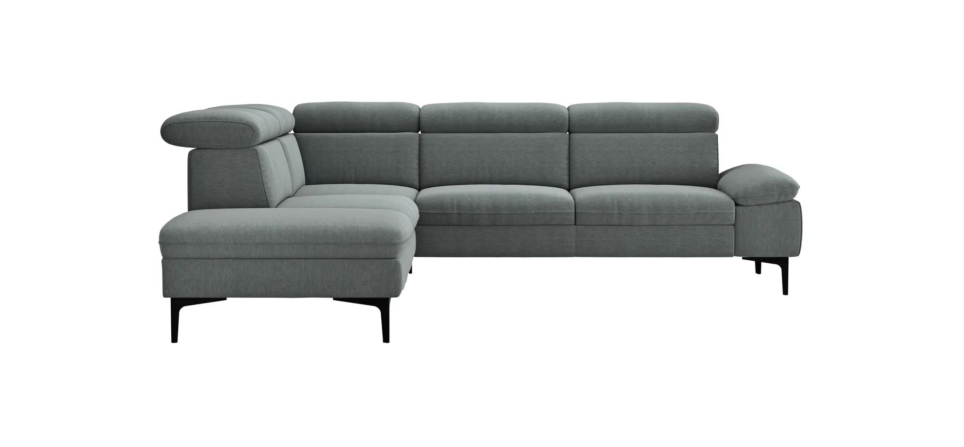 Ecksofa Felipa - Ecke links mit 2,5-Sitzer inkl. Kopfteil verstellbar, Stoff, Grau 105083