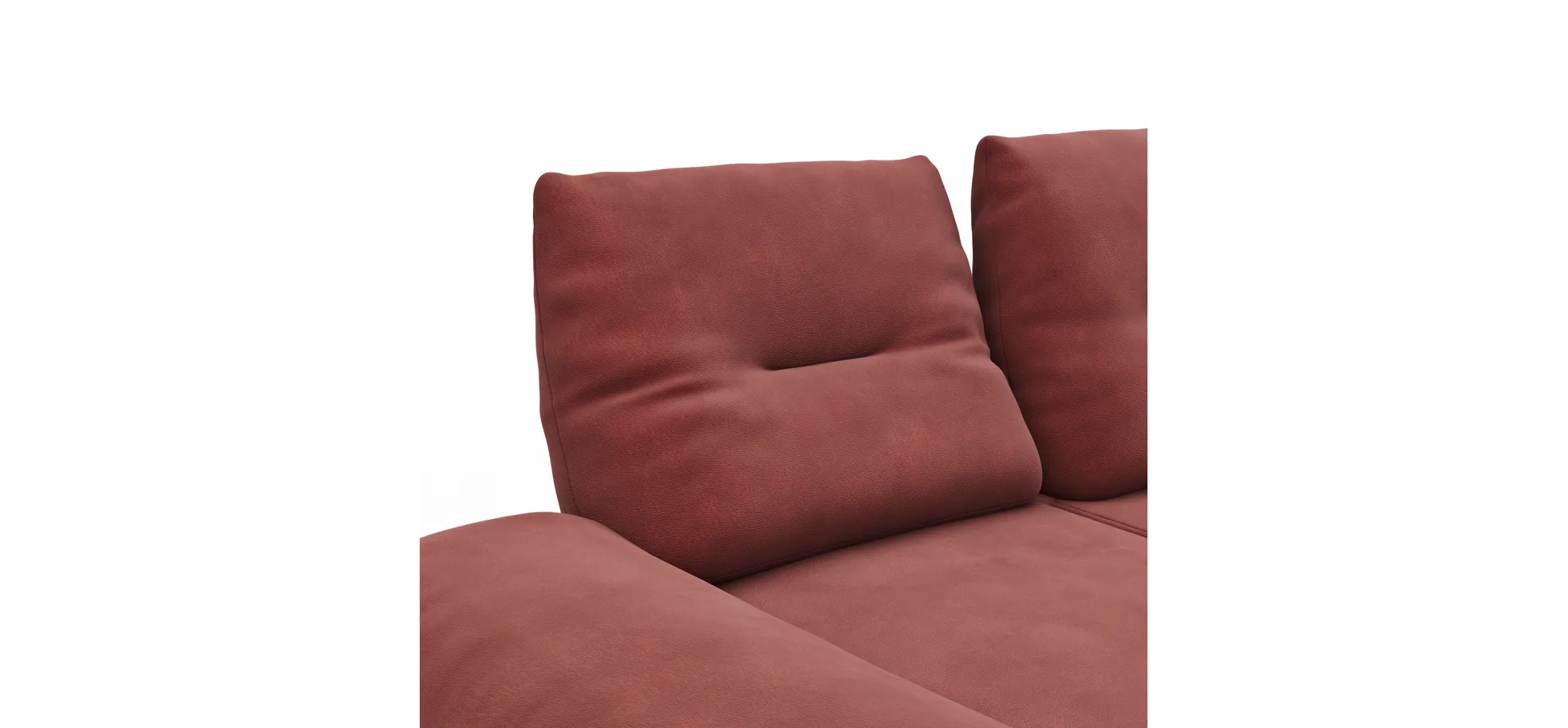Sofa Lucero - 2,5-Sitzer inkl. Rückenlehne verstellbar, Leder, Weinrot