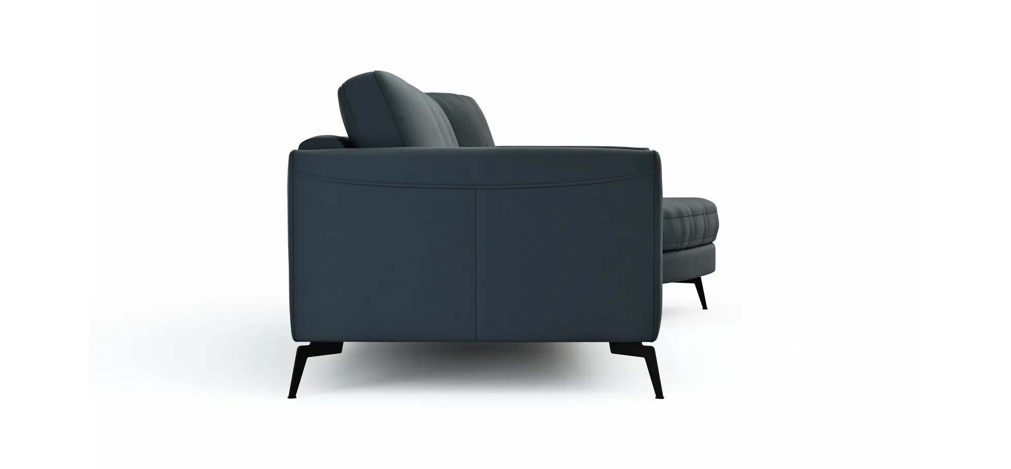 Ecksofa Oviedo - 2-Sitzer mit Ecke rechts, Leder, Dunkelblau
