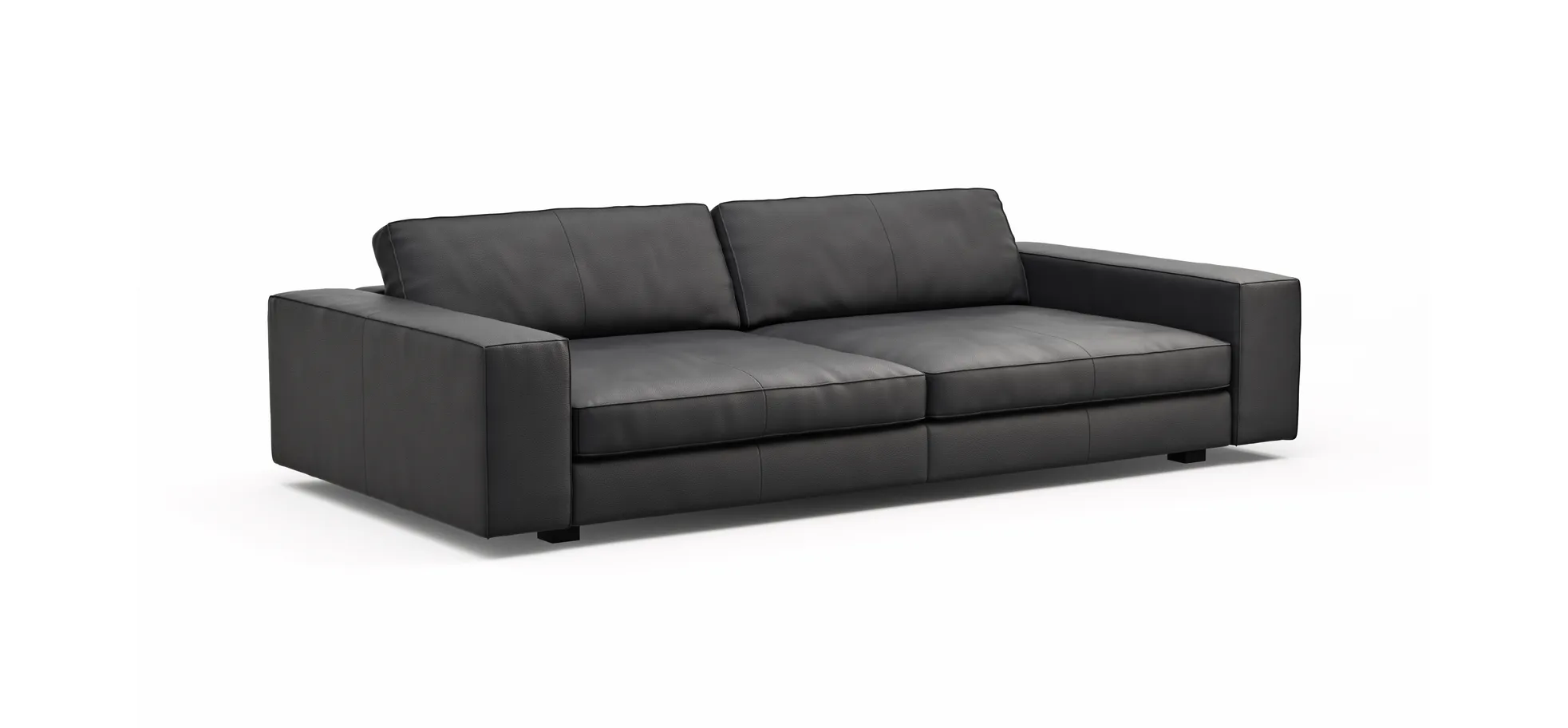 Sofa Aprino 1 - 4-Sitzer XXL, Leder, Schwarz, Armlehne Block