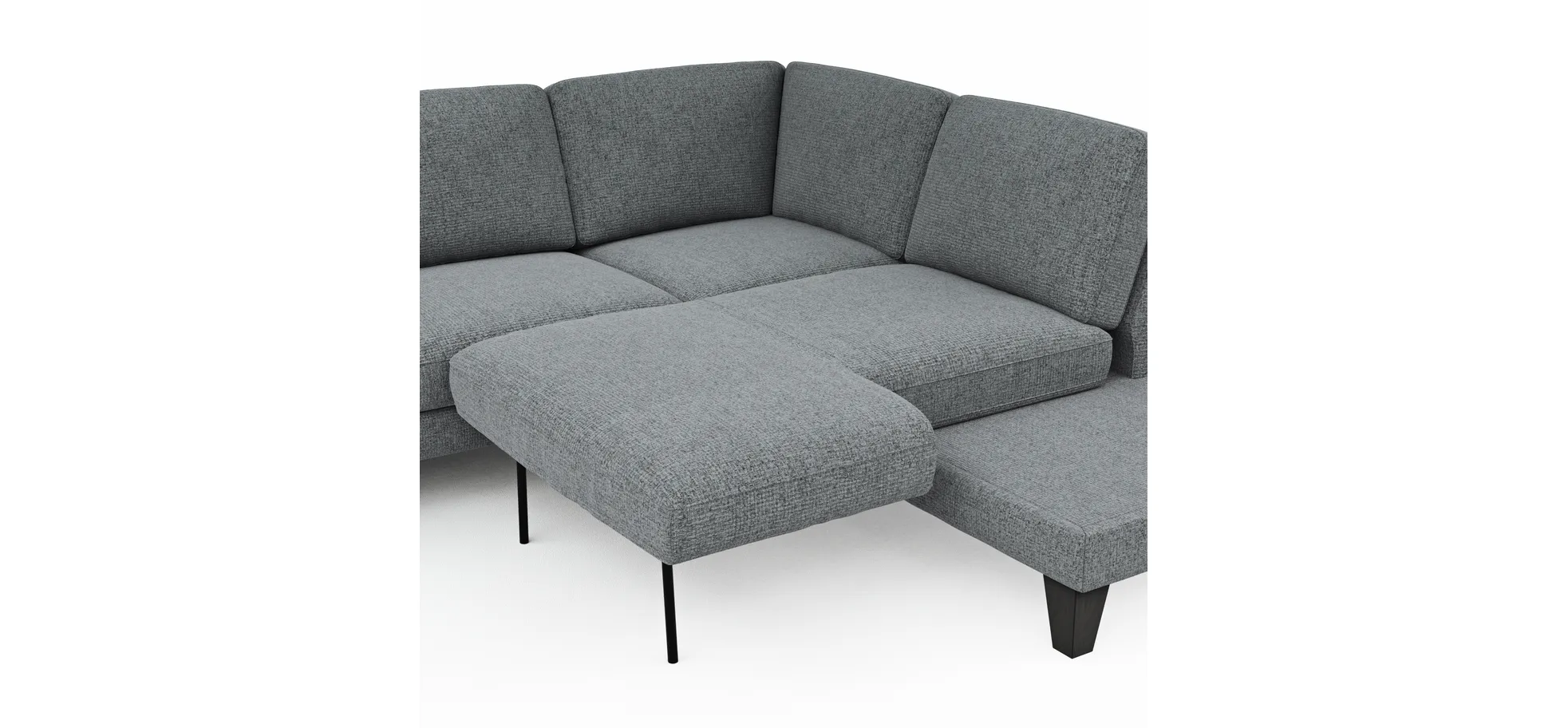 Ecksofa Oviedo - 2,5-Sitzer mit Ecke rechts inkl. Drehsitz, Stoff, Grau