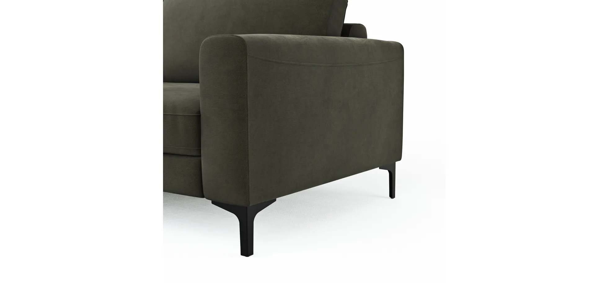 Ecksofa Oviedo - Longchair links mit 1,5-Sitzer, Stoff, Braungrün
