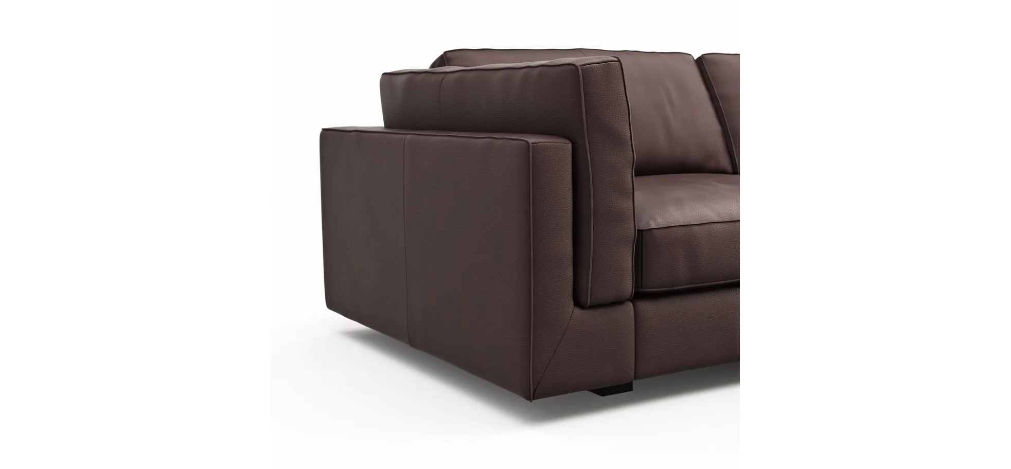 Sofa Aprino 3 - 3,5-Sitzer L, Dickleder, Dunkelbraun, Armlehne Kissen
