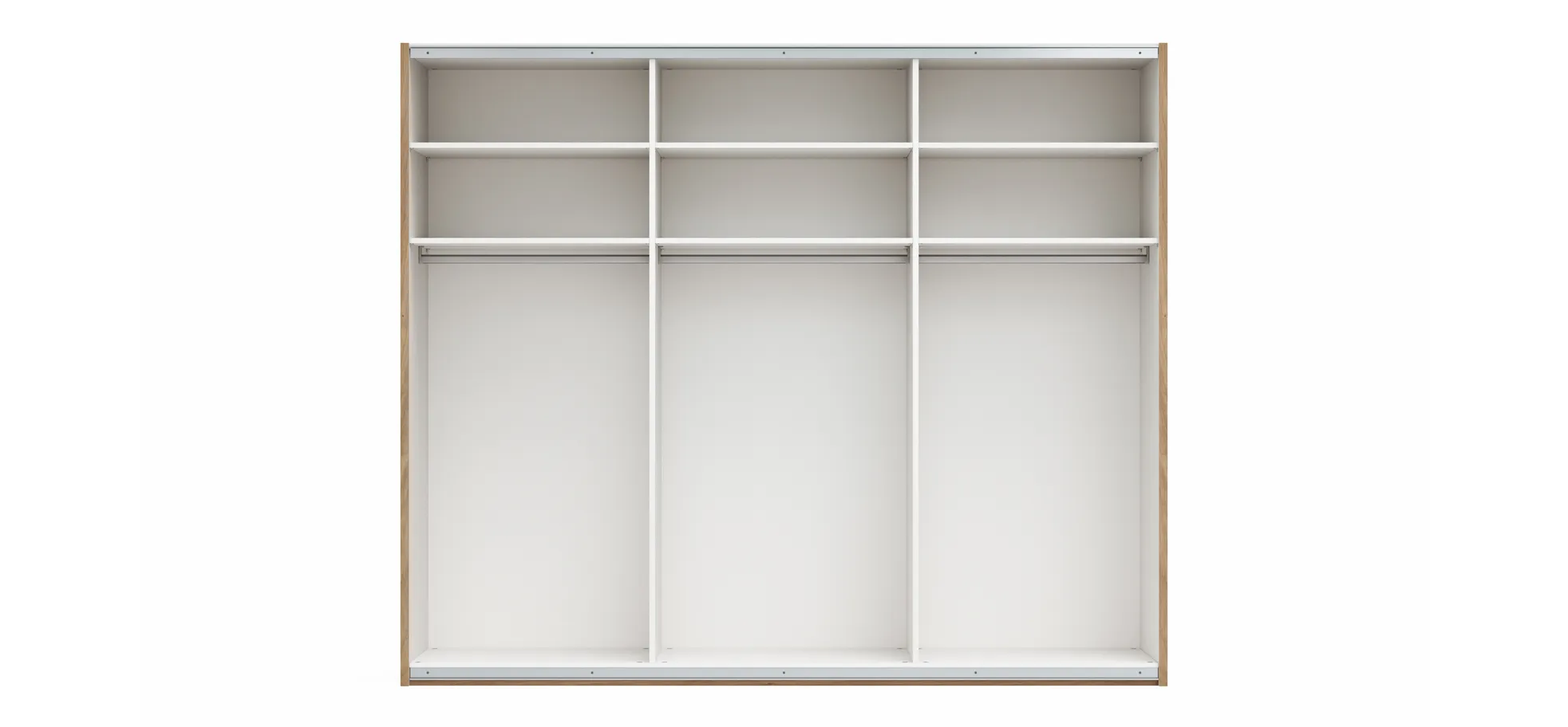 Schwebetürenschrank Viana - B ca. 271 cm, Lack, Steingrau, Riffholz, Balkeneiche