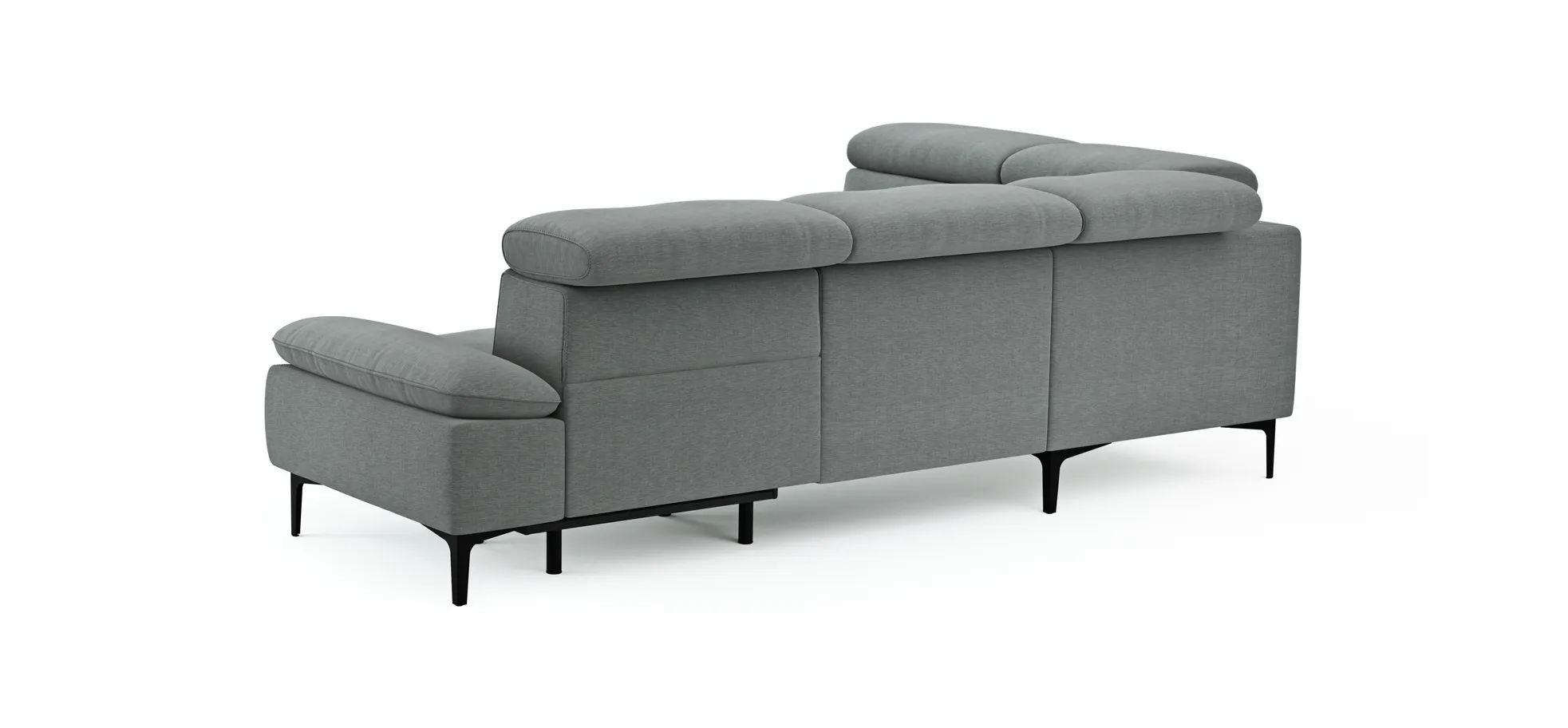 Ecksofa Felipa - Ecke links mit 2,5-Sitzer inkl. Armlehne verstellbar und Rückenlehne/Sitztiefe verstellbar (motorisch), Stoff, Grau