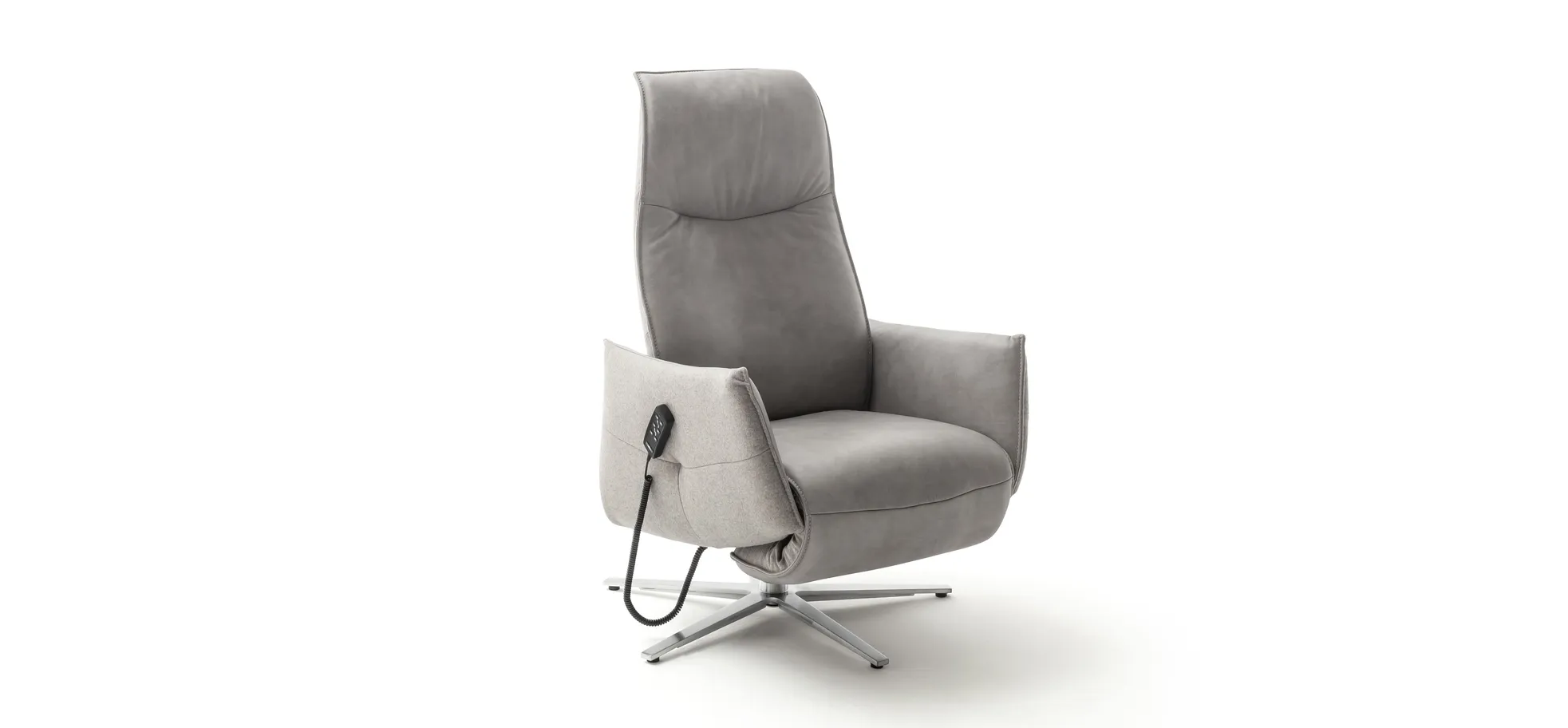 Relaxsessel Marsala - inklusive motorischer Verstellung, Leder, Grau, Stoff, Grau 125190
