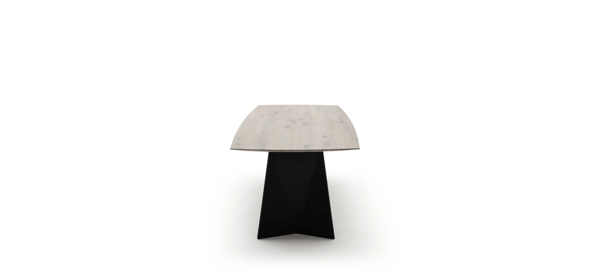 Esstisch 3100 - LB ca. 220x100 cm, Asteiche massiv, Geräuchert, Bianco, Stahlwange, Schwarz