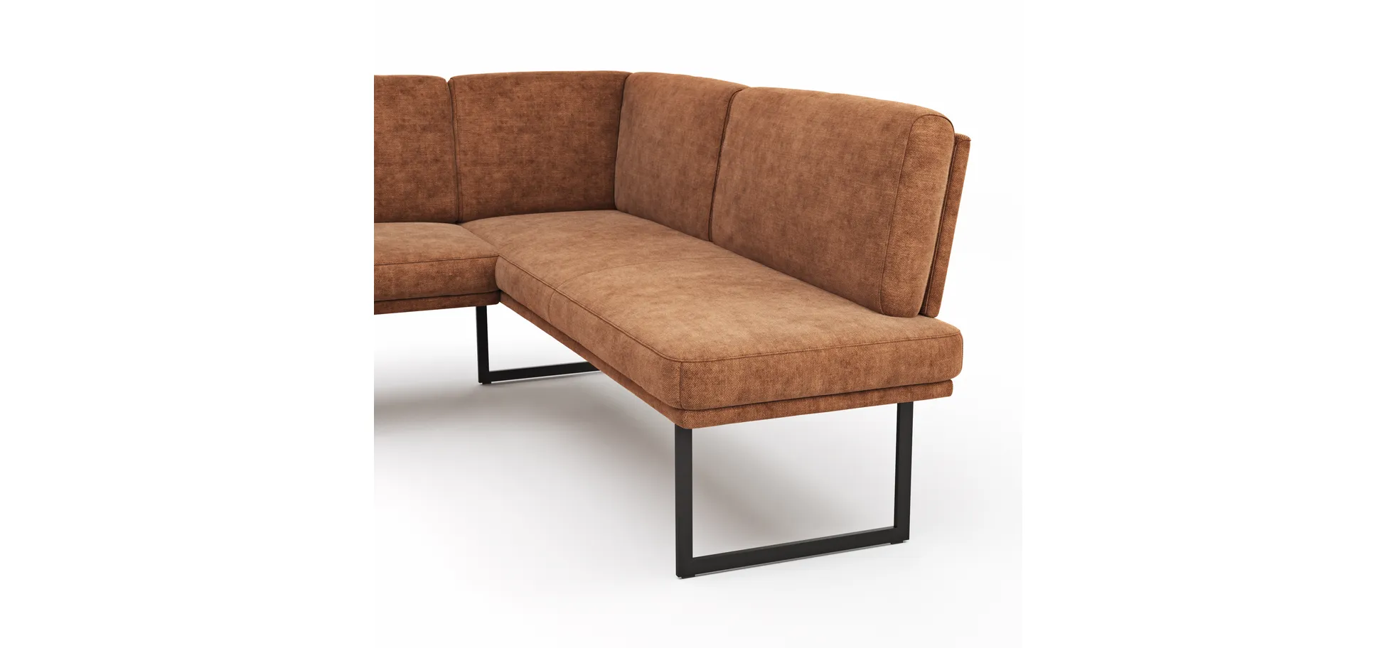 Eckbank Valloni - Breite ca. 311x192 cm, Stoff, Rostbraun