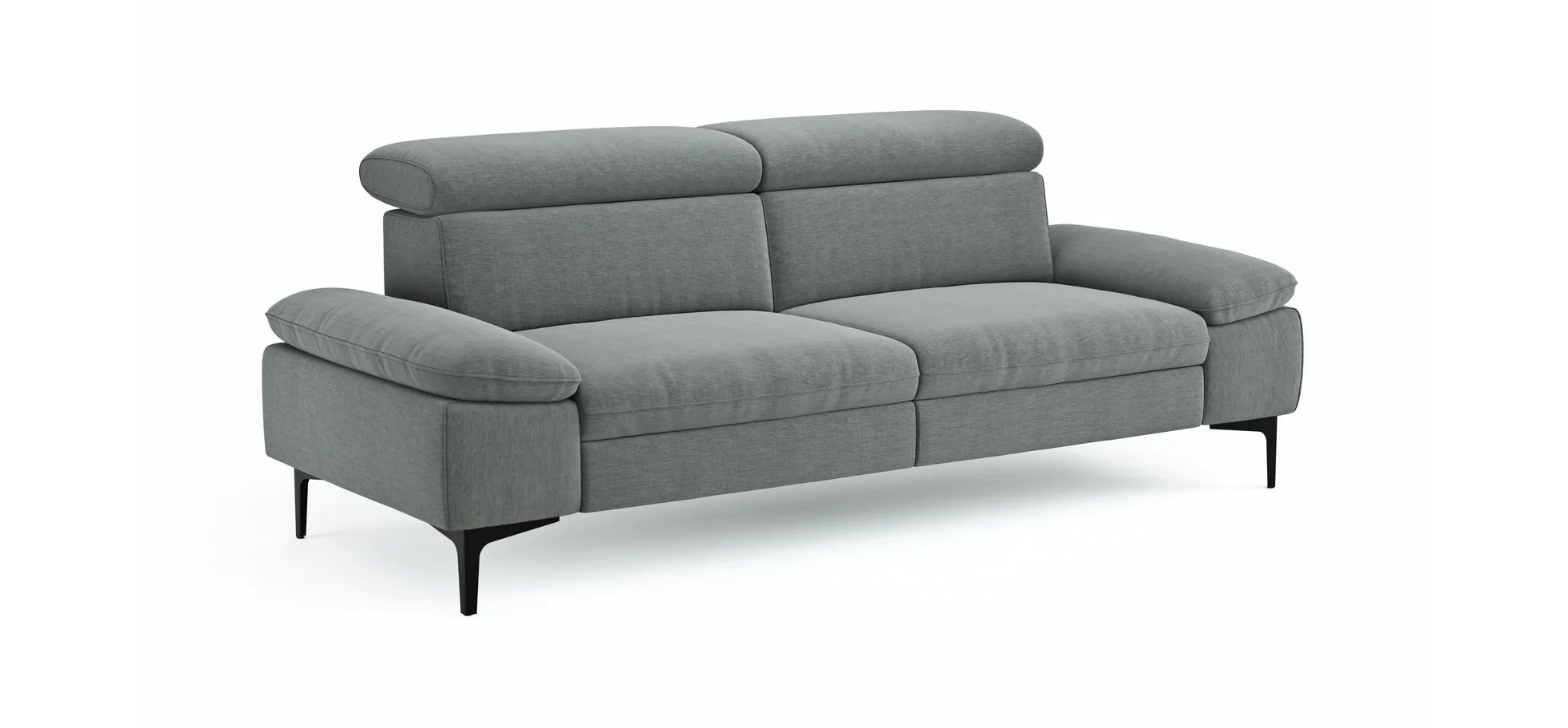 Sofa Felipa - 3-Sitzer inkl. Kopfteil verstellbar, Stoff, Grau