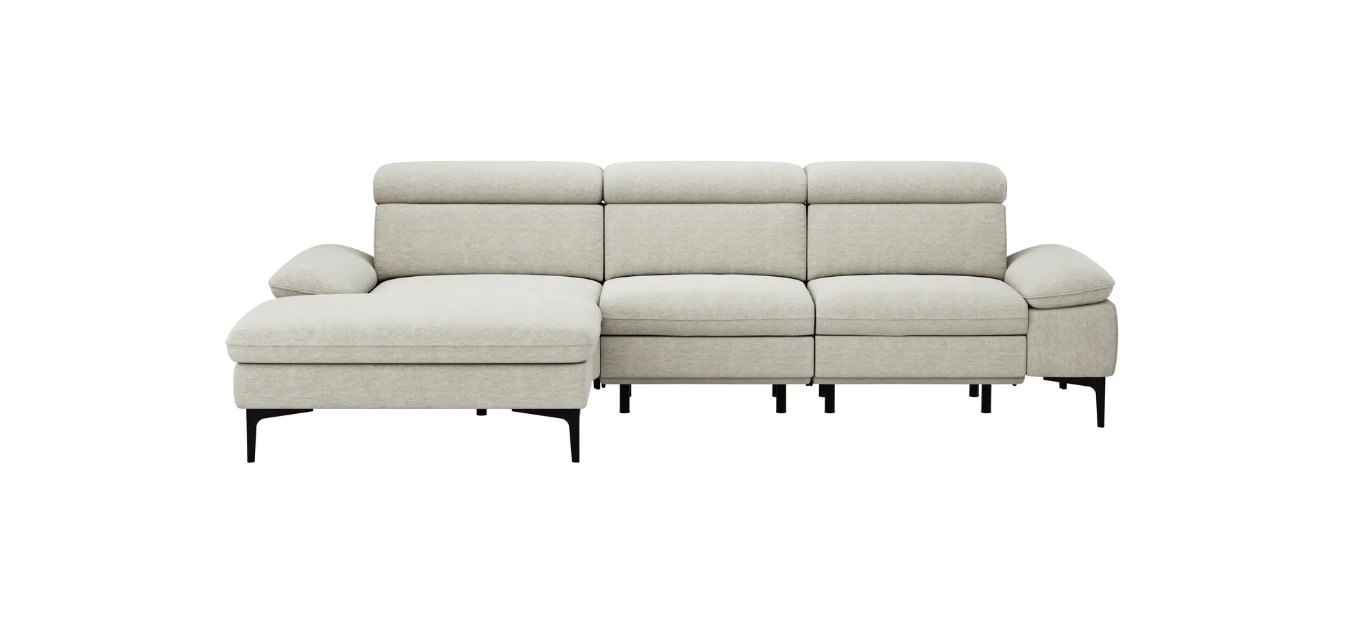 Ecksofa Felipa - Longchair links mit 2,5-Sitzer inkl. Armlehne verstellbar und Rückenlehne/Sitztiefe verstellbar (motorisch), Stoff, Natur 105099