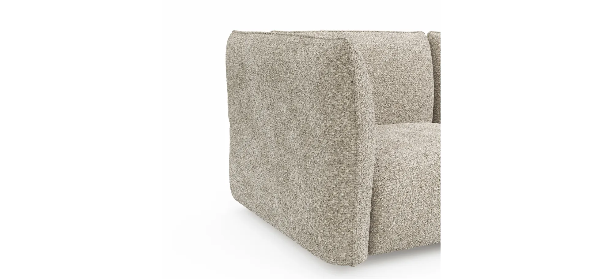 Trapezsofa Motone - 2-Sitzer mit Ecke rechts, Stoff, Beige