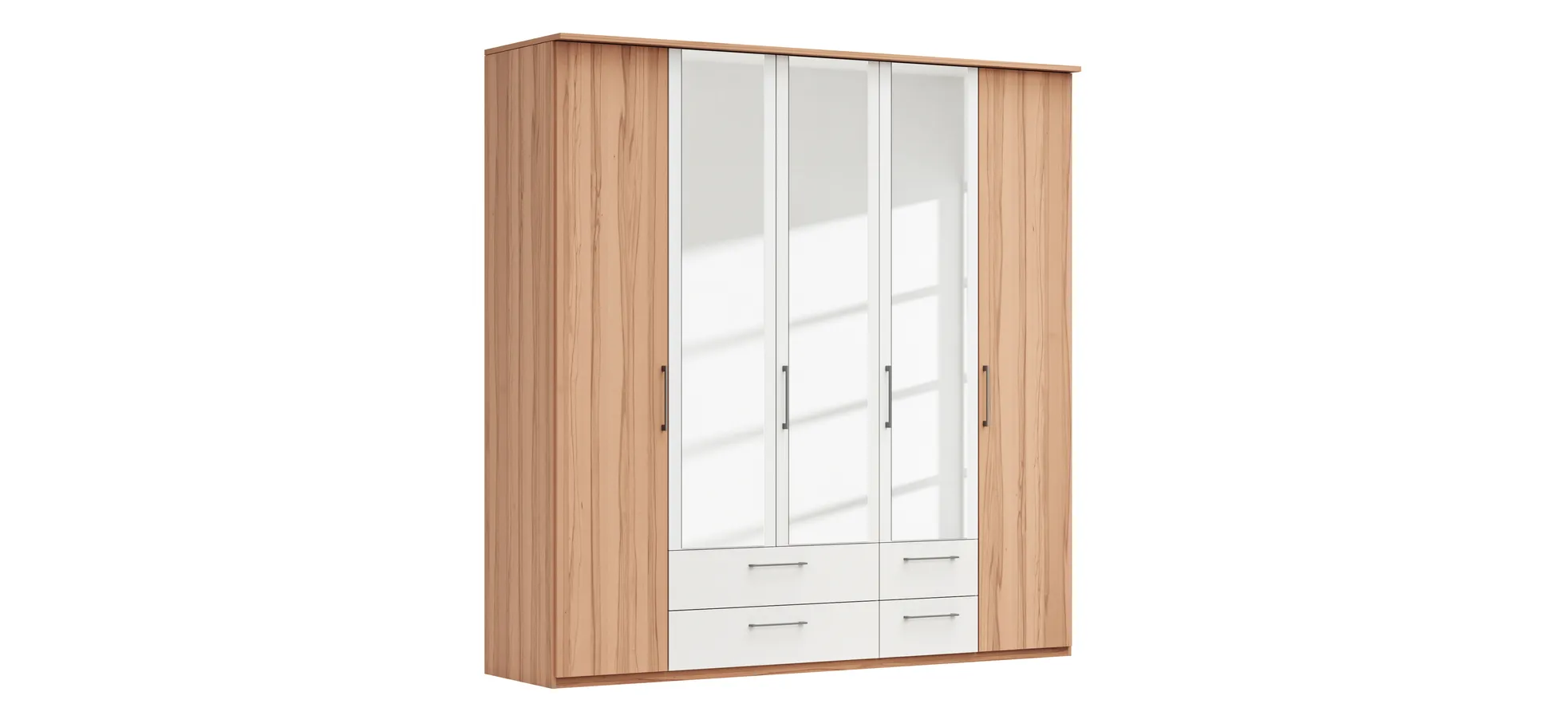 Drehtürenschrank Viana - B. ca. 225 cm, Furnier, Kernbuche, Weiß 106204