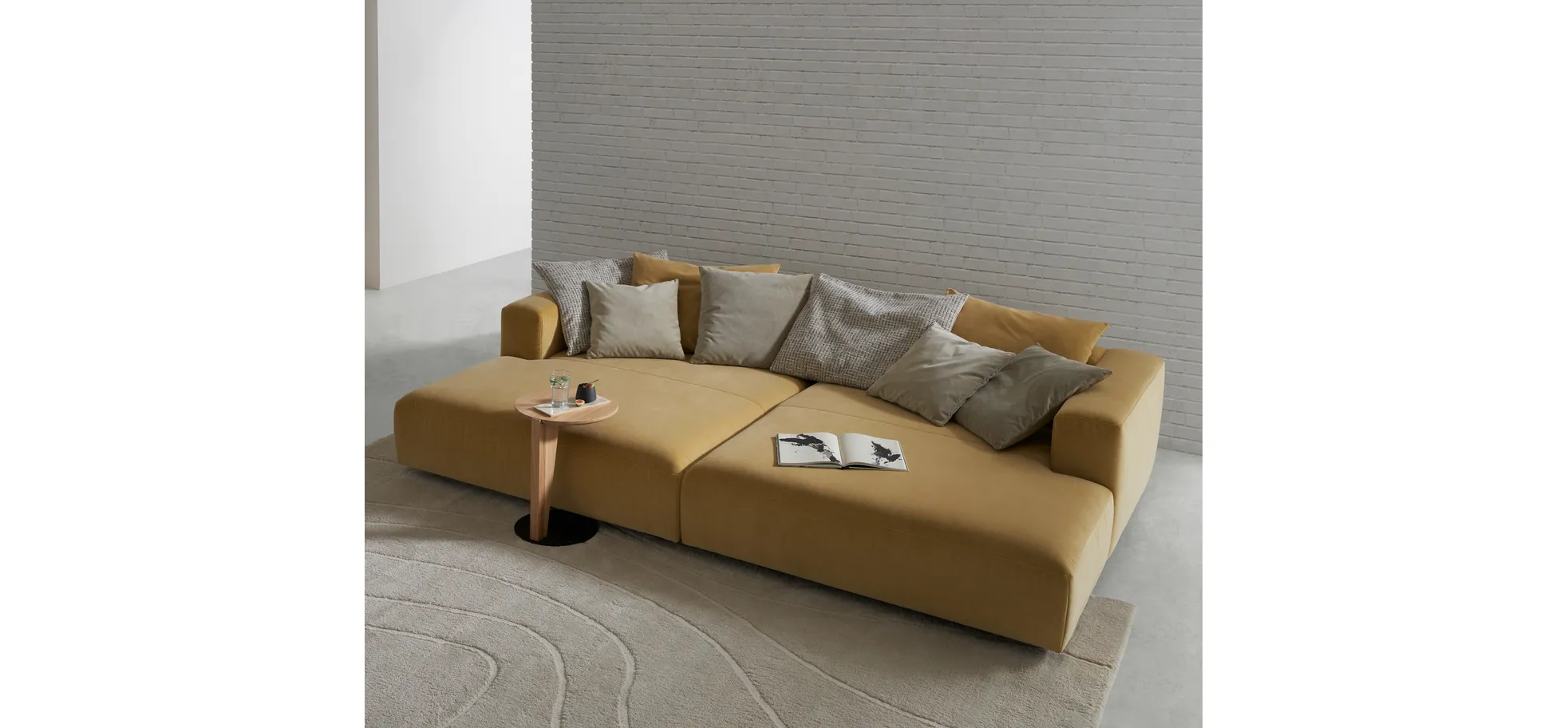 Megasofa Caruso - Velour, Senfgelb