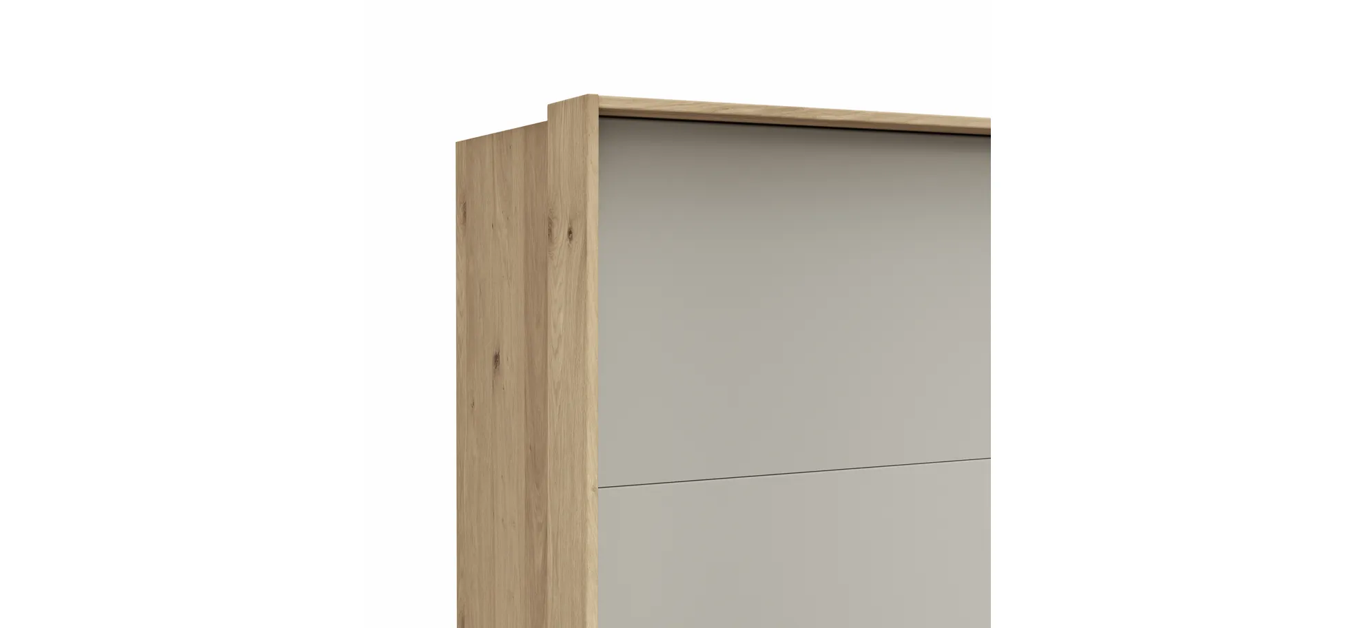 Schwebetürenschrank Viana - B ca. 218 cm, Furnier, Balkeneiche, Hellgrau
