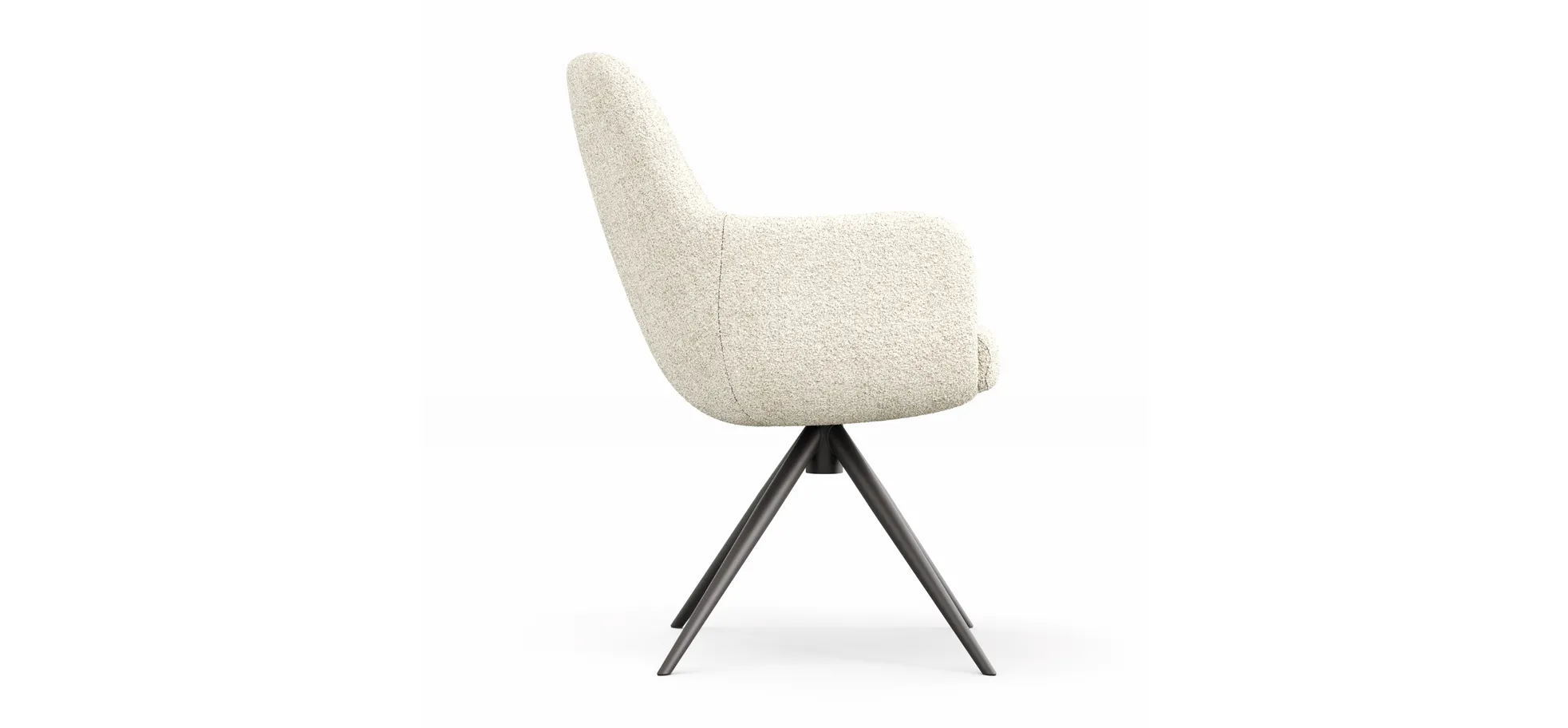 Armlehnstuhl Mis Legere - Boucle, Creme, Stativ, Anthrazit