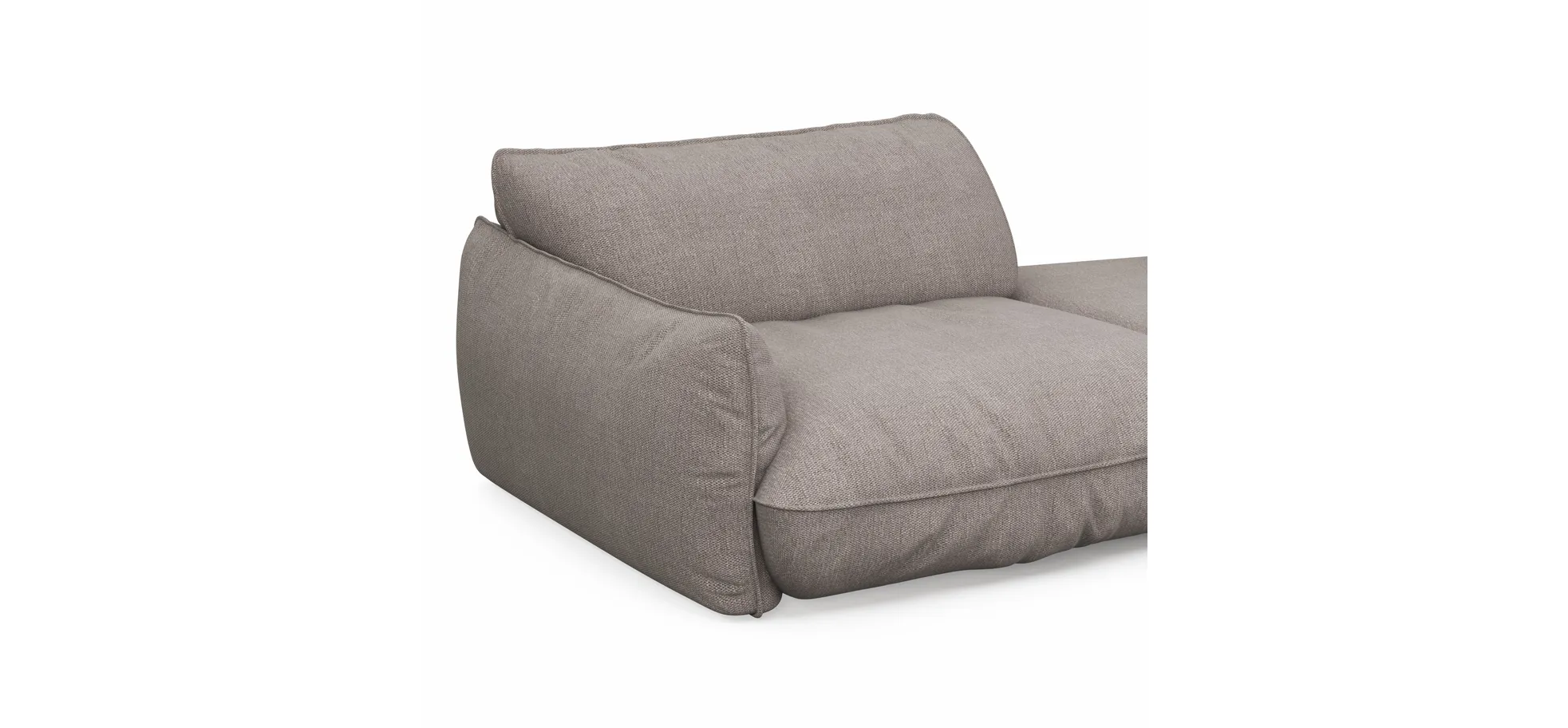 Trapezsofa Fluffy - 2-Sitzer mit Trapezelement und Abschlussteil inkl. Rückenlehne verstellbar, Stoff, Taupe