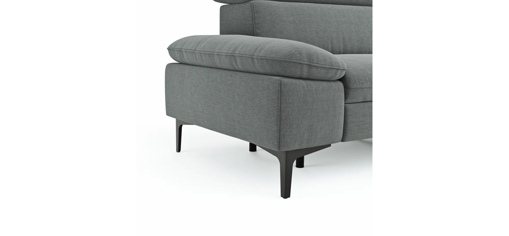 Sofa Felipa - 3-Sitzer inkl. Relaxfunktion (motorisch) und Kopfteil verstellbar, Stoff, Grau