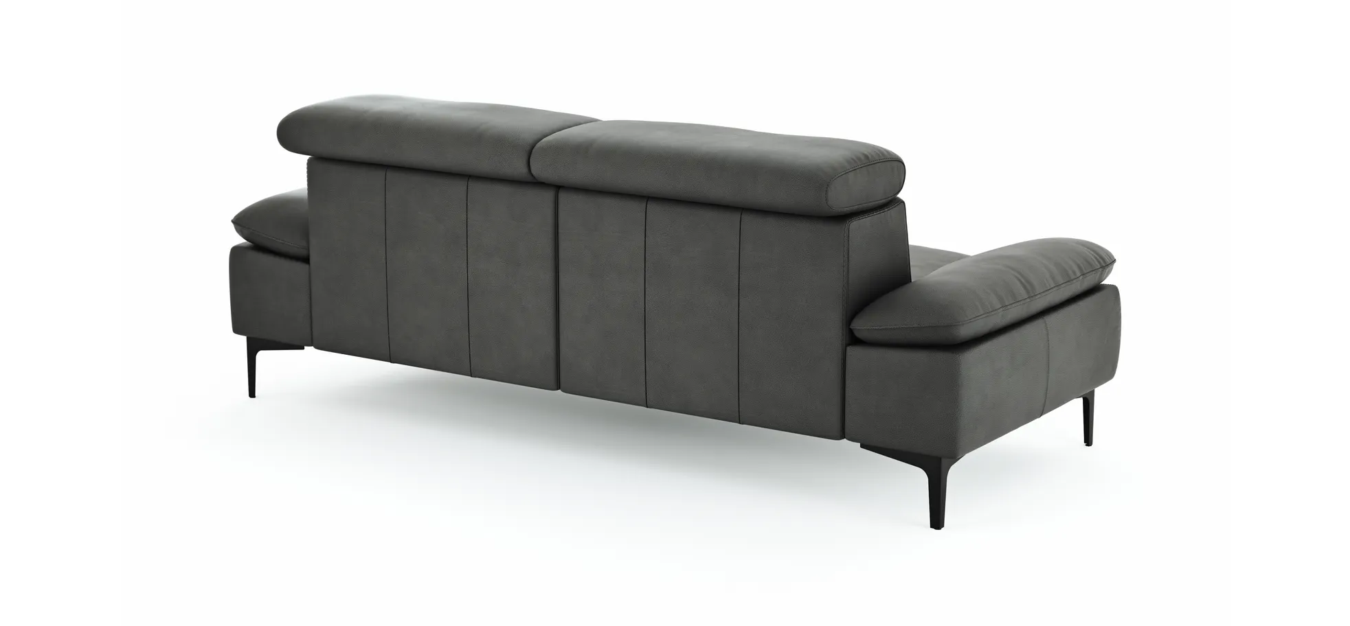 Sofa Felipa - 3-Sitzer inkl. Kopfteil verstellbar, Leder, Grau