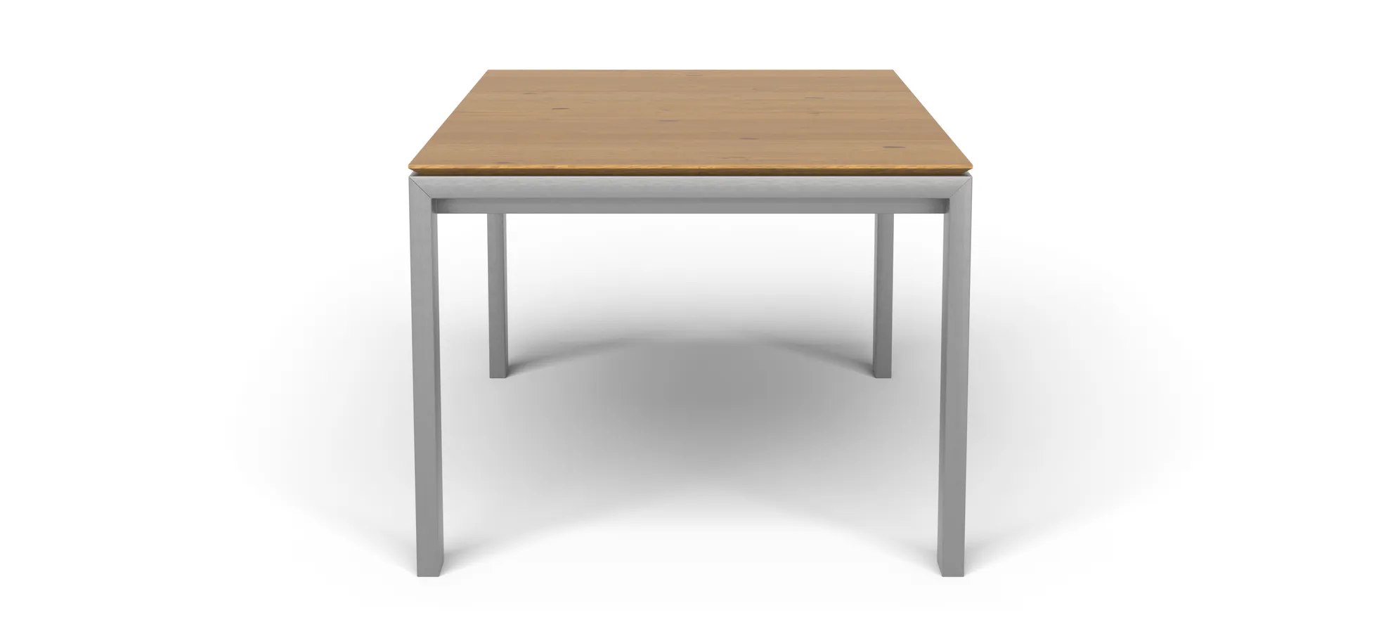 Esstisch 3400 - LB ca. 180x100 cm, ausziehbar, Asteiche massiv, 4-Fuss, Edelstahl