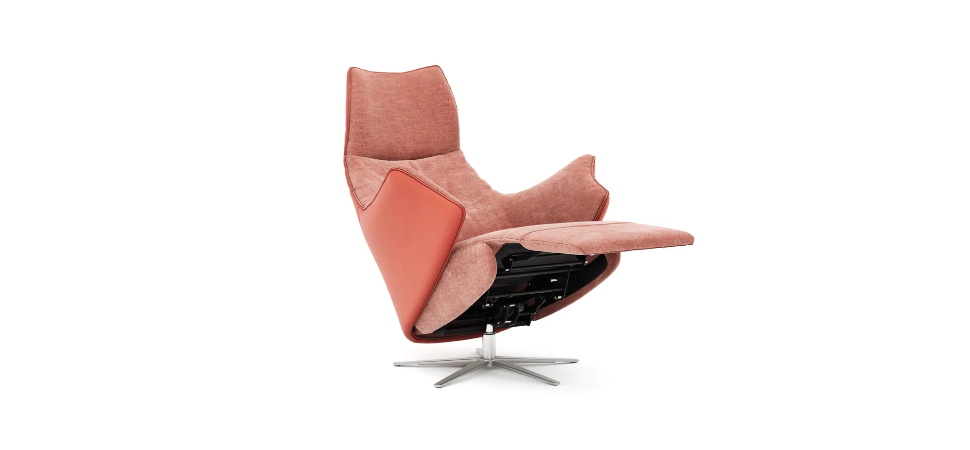 Relaxsessel Girona -  inklusive motorischer Relaxfunktion, Stoff, Leder, Rose