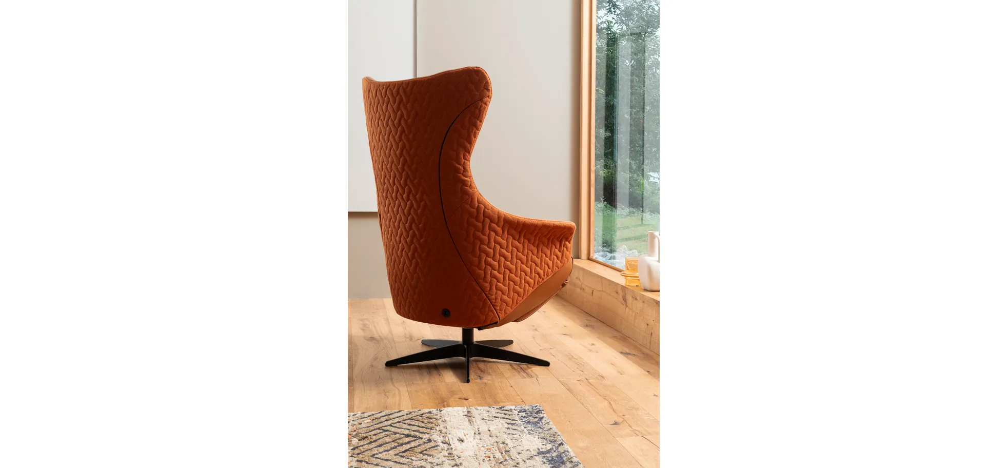 Relaxseessel Follina - Relaxfunktion (motorisch), Leder, Stoff, Cognac