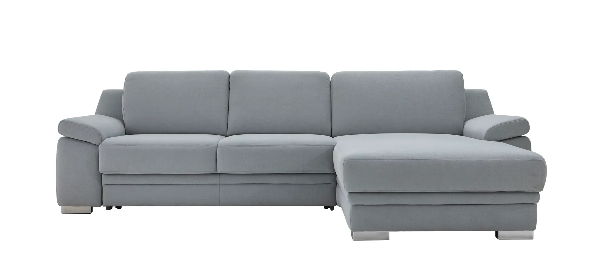 Ecksofa Tavira - 2,5-Sitzer mit Longchair groß rechts, Stoff, Hellblau 10010032