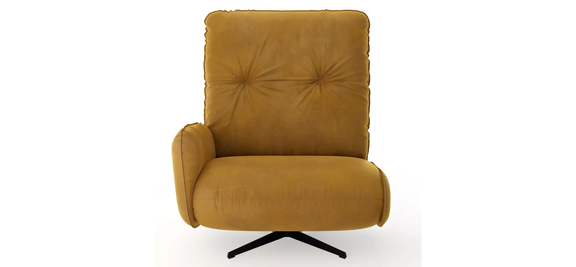 Loungesessel Lovere - Leder, Curry, Armlehne links