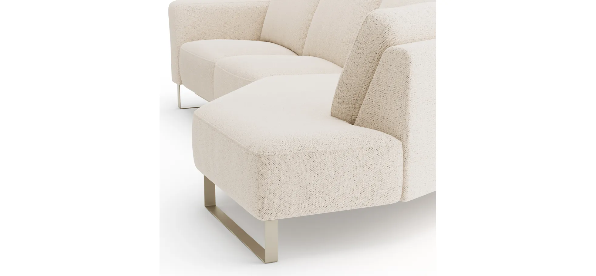 Ecksofa Leona - 2,5-Sitzer mit Ecke rechts inkl. Relaxfunktion motorisch, Stoff, Creme 