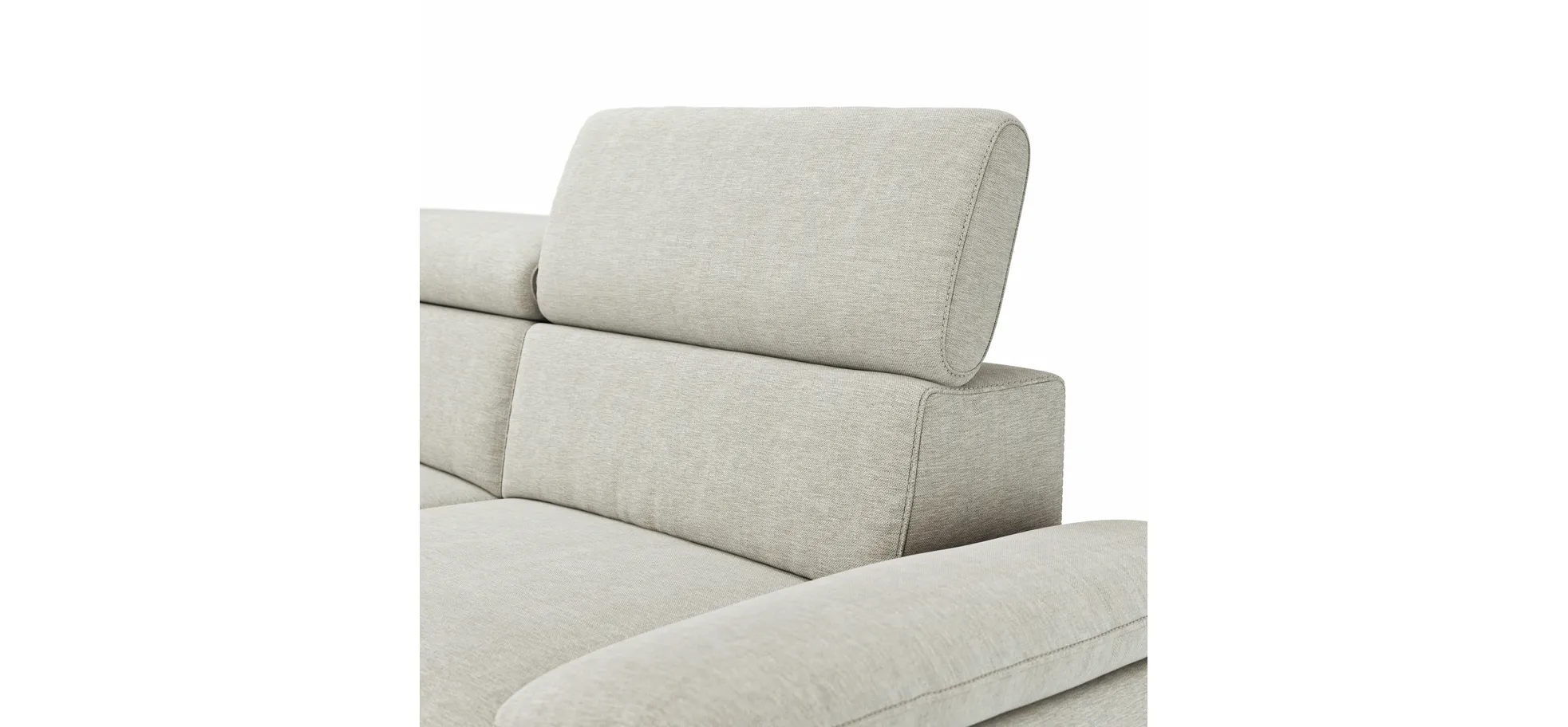 Ecksofa Felipa - Longchair links mit 2,5-Sitzer inkl. Kopfteil verstellbar, Stoff, Natur