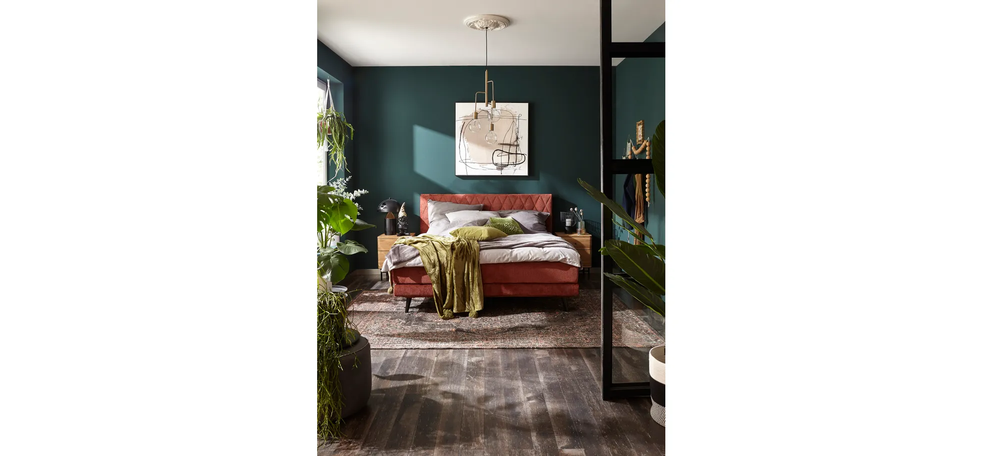 Boxspringbett Valencia - Liegefläche ca. 180x200 cm, Stoff, Kupfer