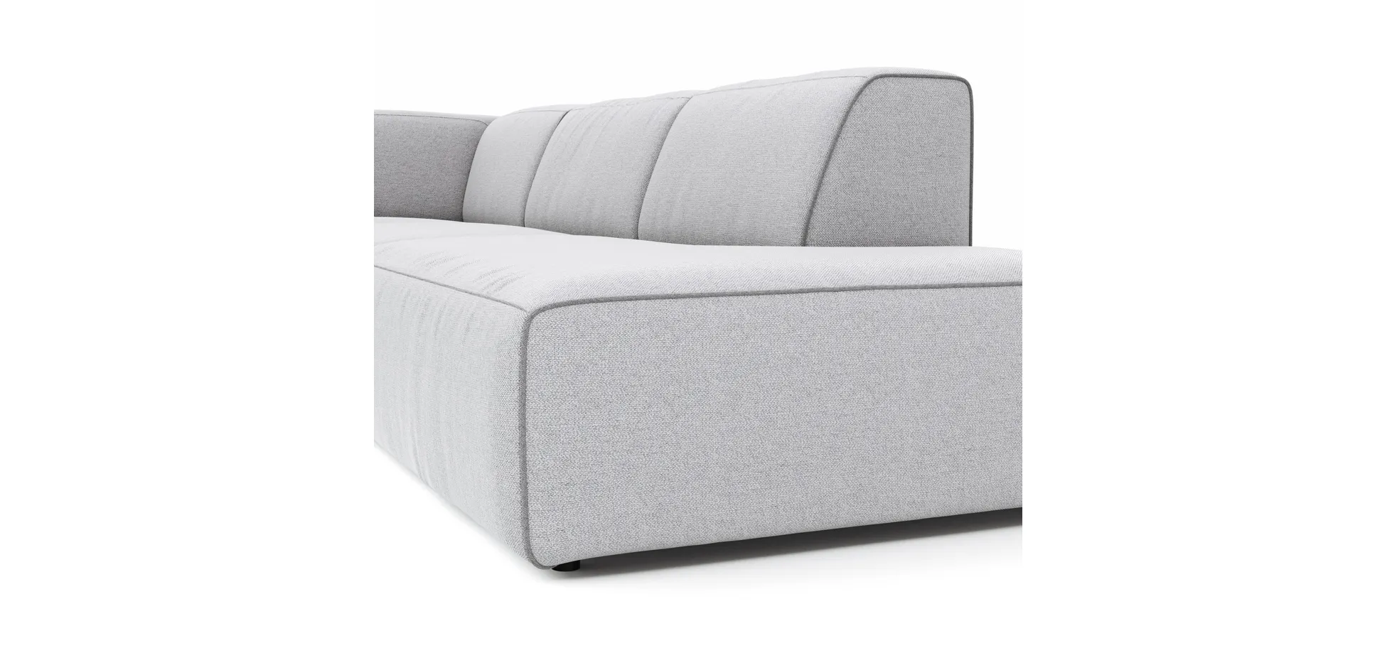 Ecksofa Elementos - Ecke links mit 1-Sitzer und Abschlusselement, Stoff, Hellgrau