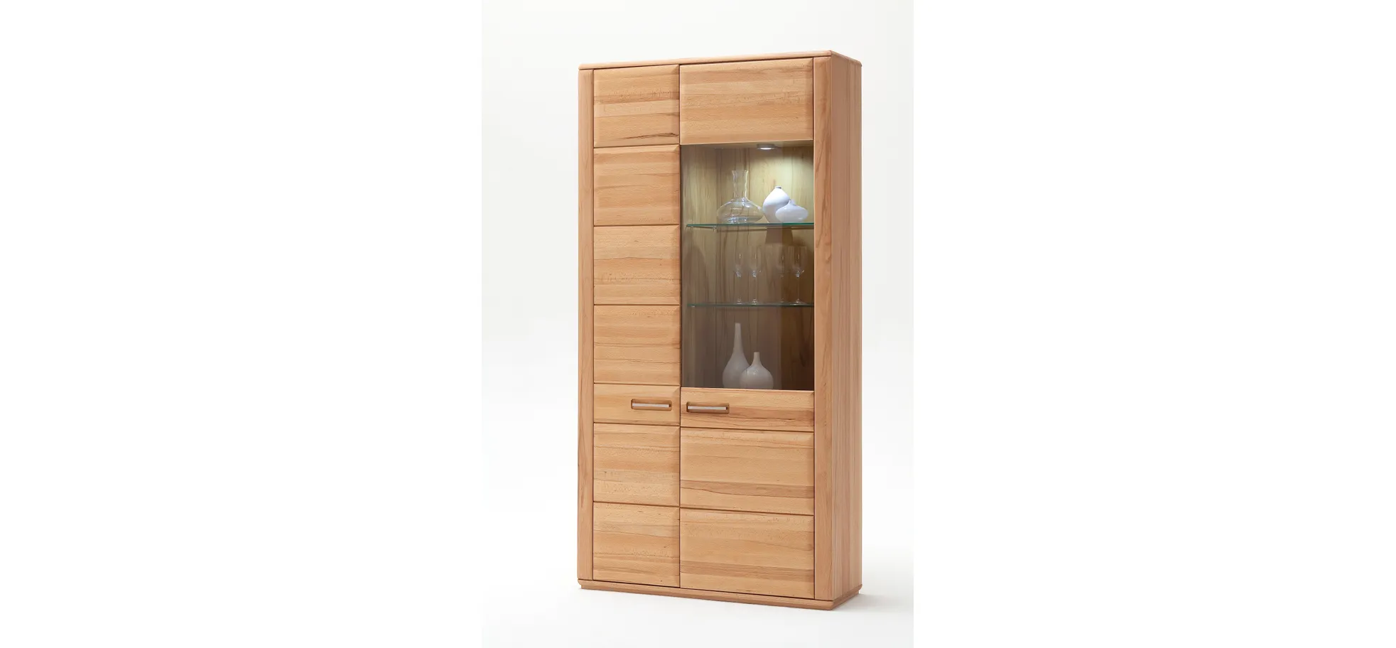 Vitrine - mit Beleuchtung, Kernbuche teilmassiv