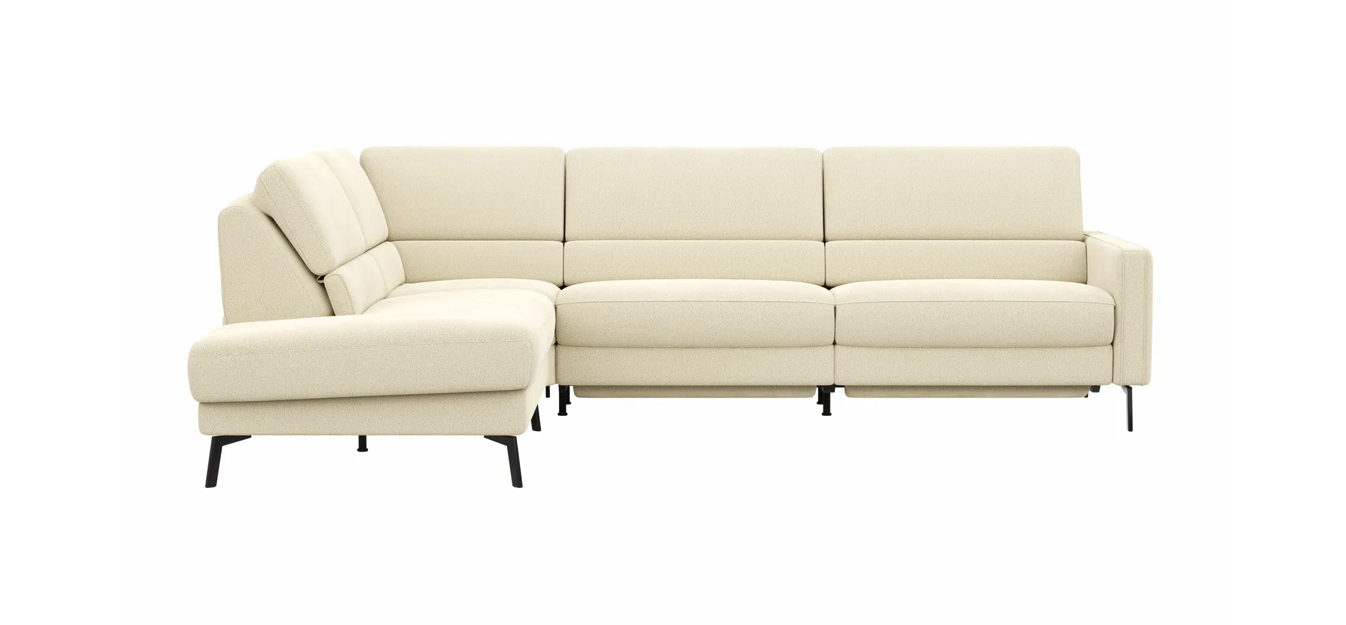 Ecksofa Valera - Ecke mit 3-Sitzer rechts inkl. Rückenlehne verstellbar und Relaxfunktion motorisch, Stoff, Natur 202575