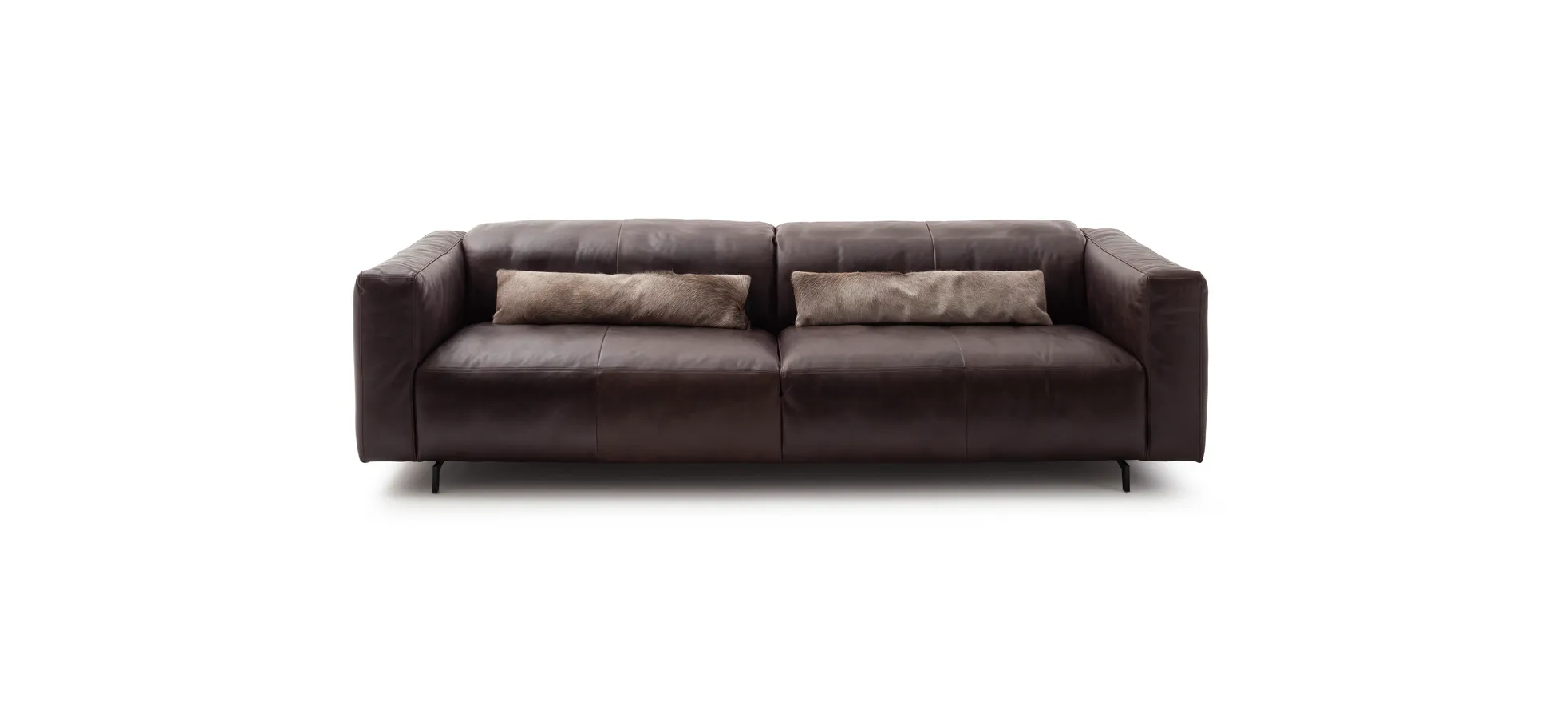 Sofa Arrezo - Leder, Tabakbraun, Rücken verstellbar 145339