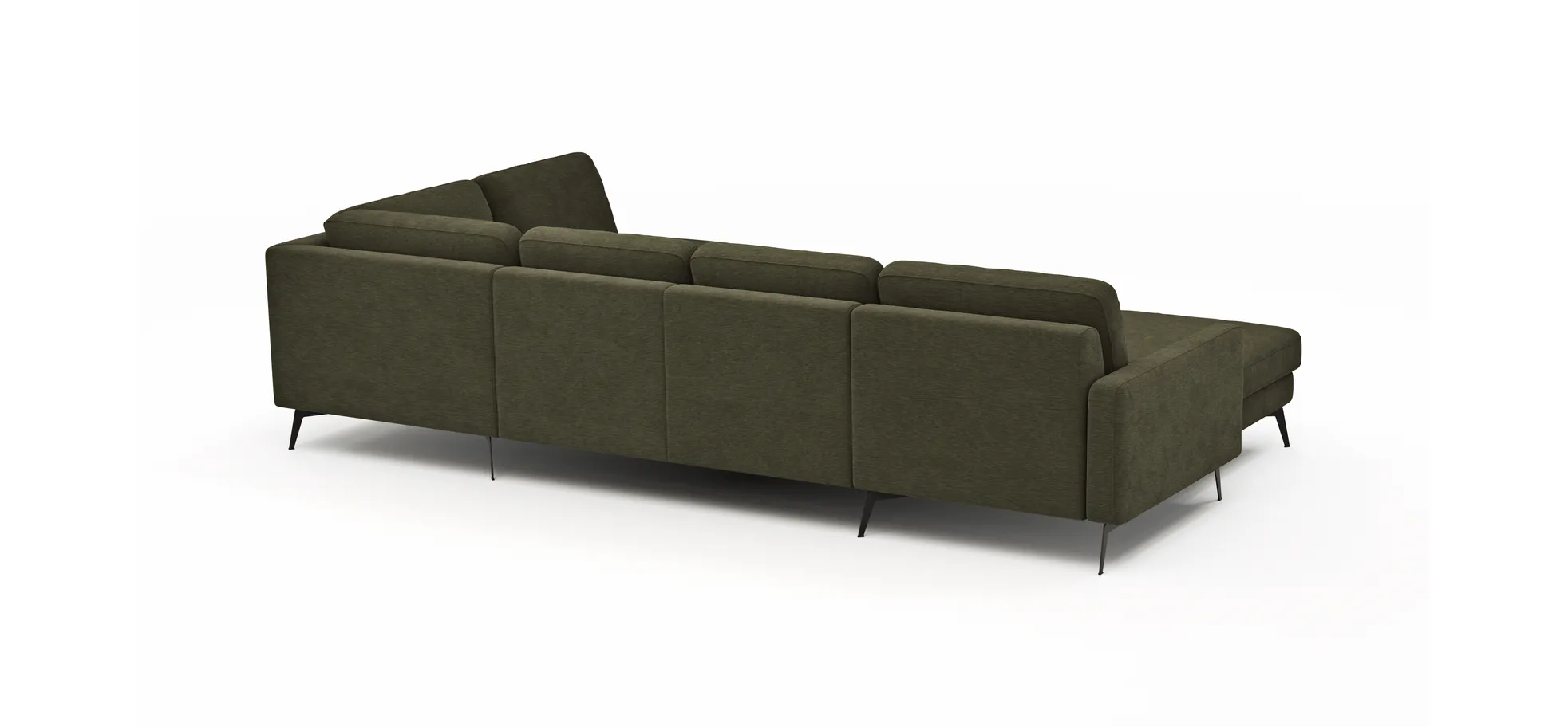 Wohnlandschaft Enna - Longchair links, 2,5-Sitzer, Ecke rechts, Stoff, Olive