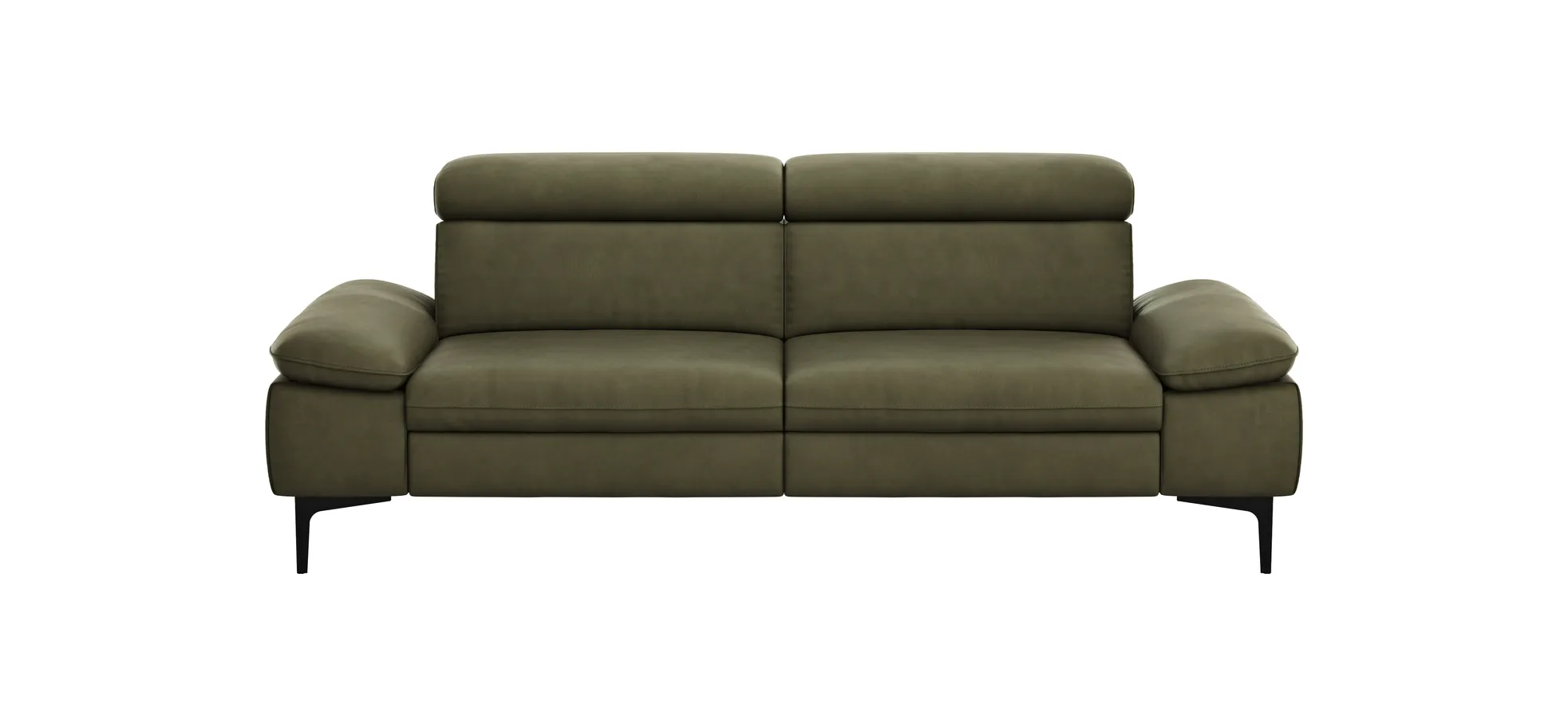 Sofa Felipa - 3-Sitzer inkl. Kopfteil verstellbar, Leder, Olive 105132