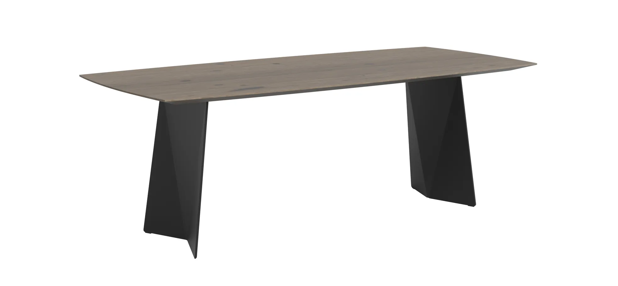 Esstisch 3100 - LB ca. 220x100 cm, Asteiche massiv, Geräuchert, Bianco, Stahlwange, Schwarz 115410