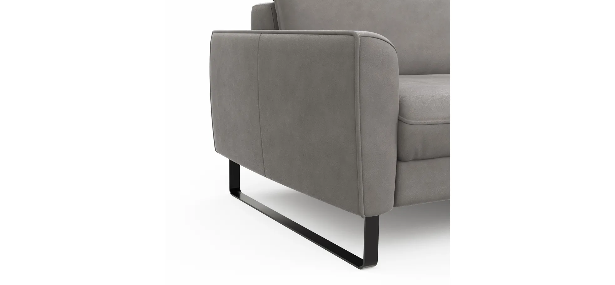 Sofa Avela - 3-Sitzer inkl. Kopfteil verstellbar, Leder, Steingrau