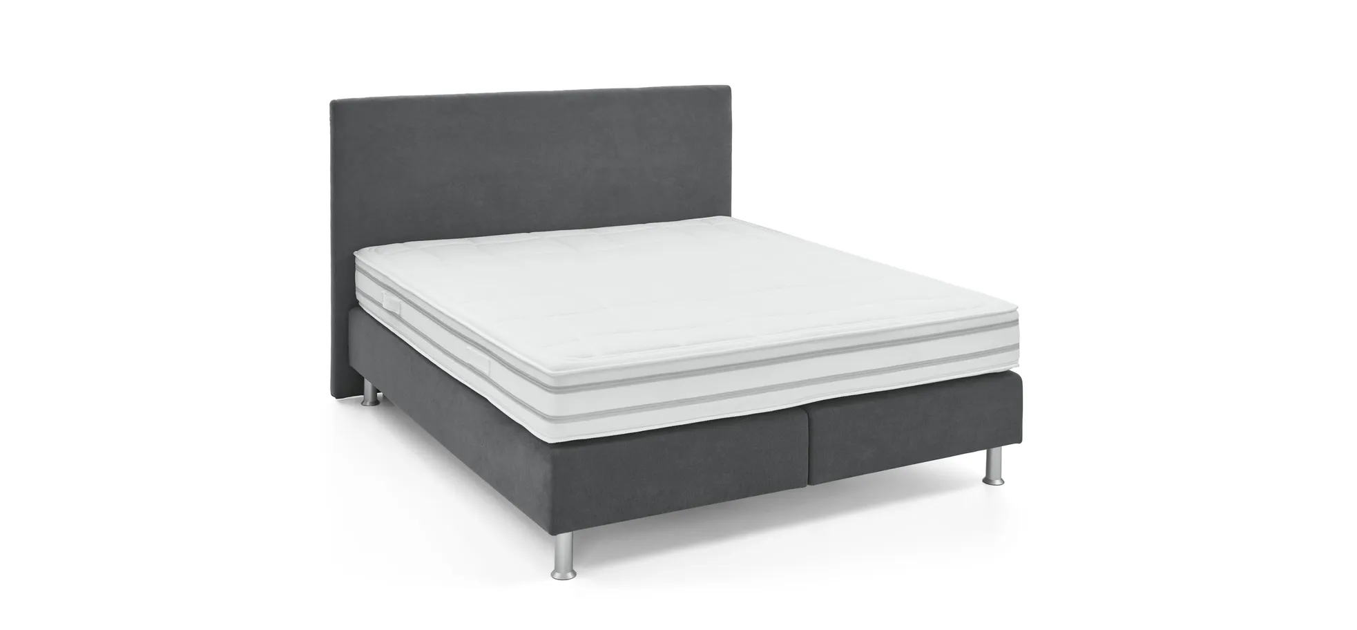 Boxspringbett - Liegefläche ca. 180x200 cm, Stoff, Anthrazit