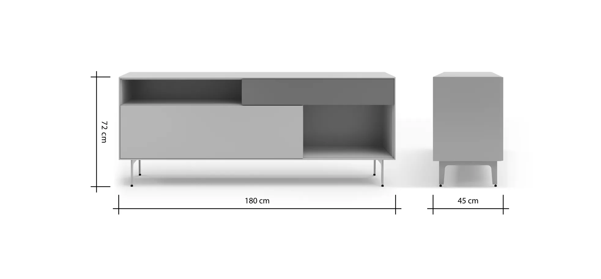 Sideboard Colore - B ca. 180 cm, Lack, Kaschmir