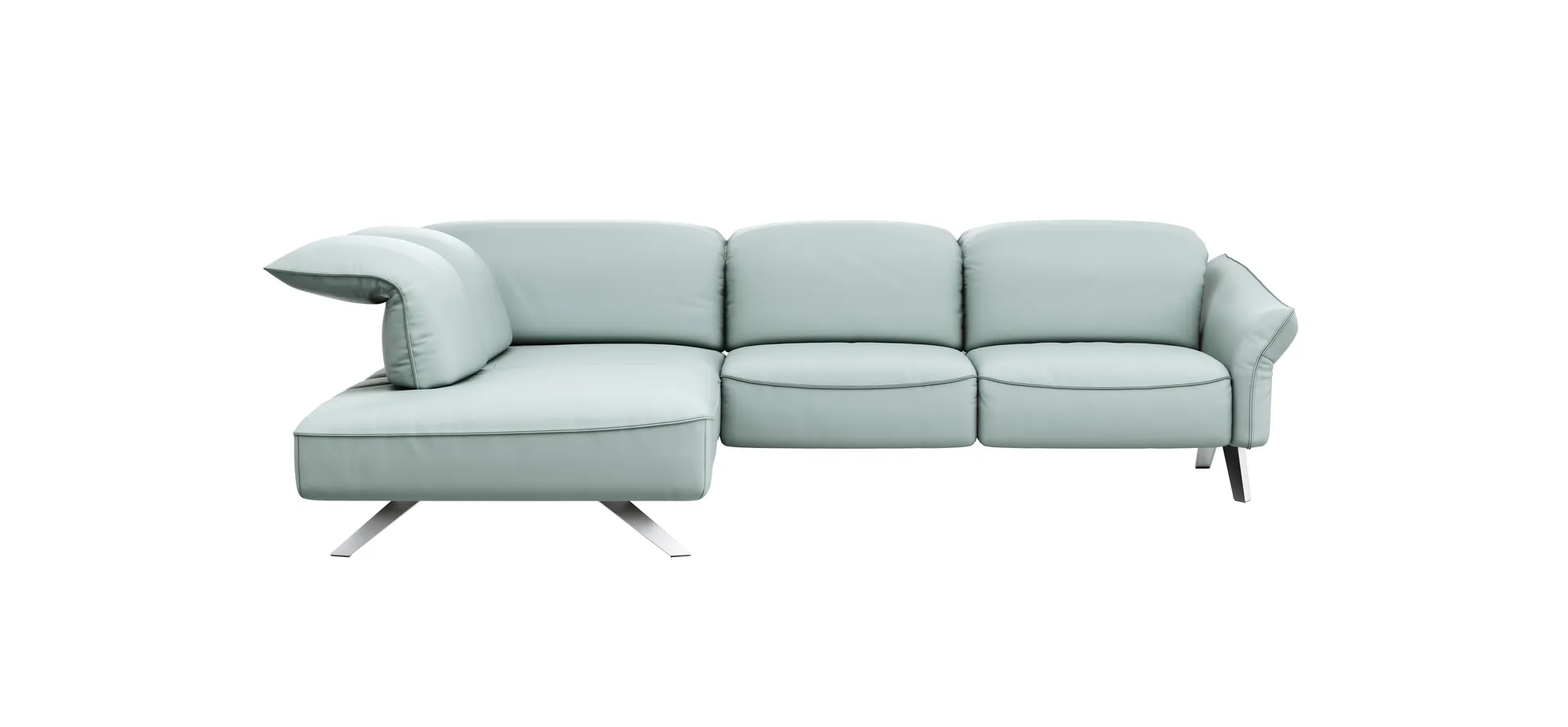 Ecksofa Bormio - Ecksofa links mit 2,5-Sitzer inklusive Fußteilverstellung motorisch, Sitztiefen und Kopfteilverstellung, Leder, Jade 120682