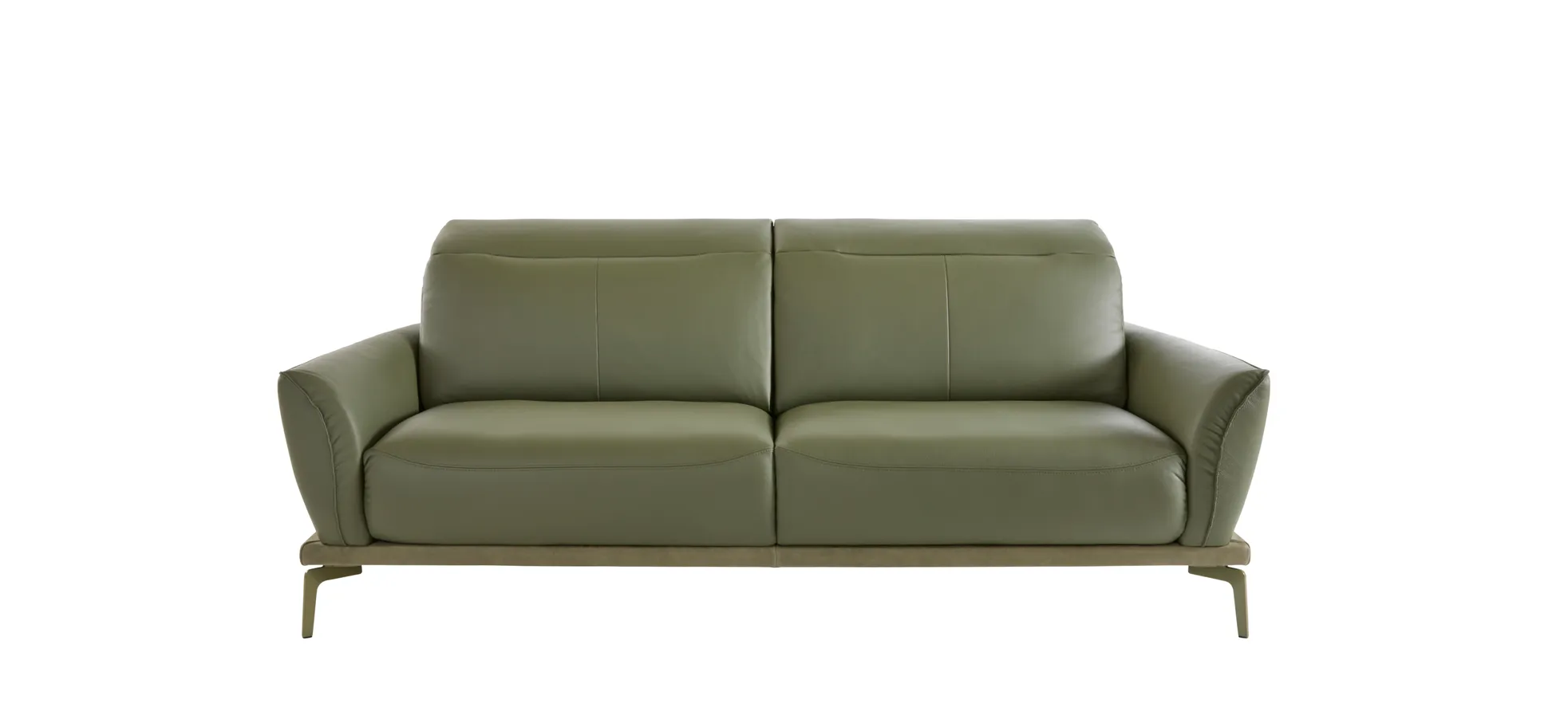 Sofa Amadena - 2,5-Sitzer inkl. Kopfteil verstellbar, Leder, Olive 145977