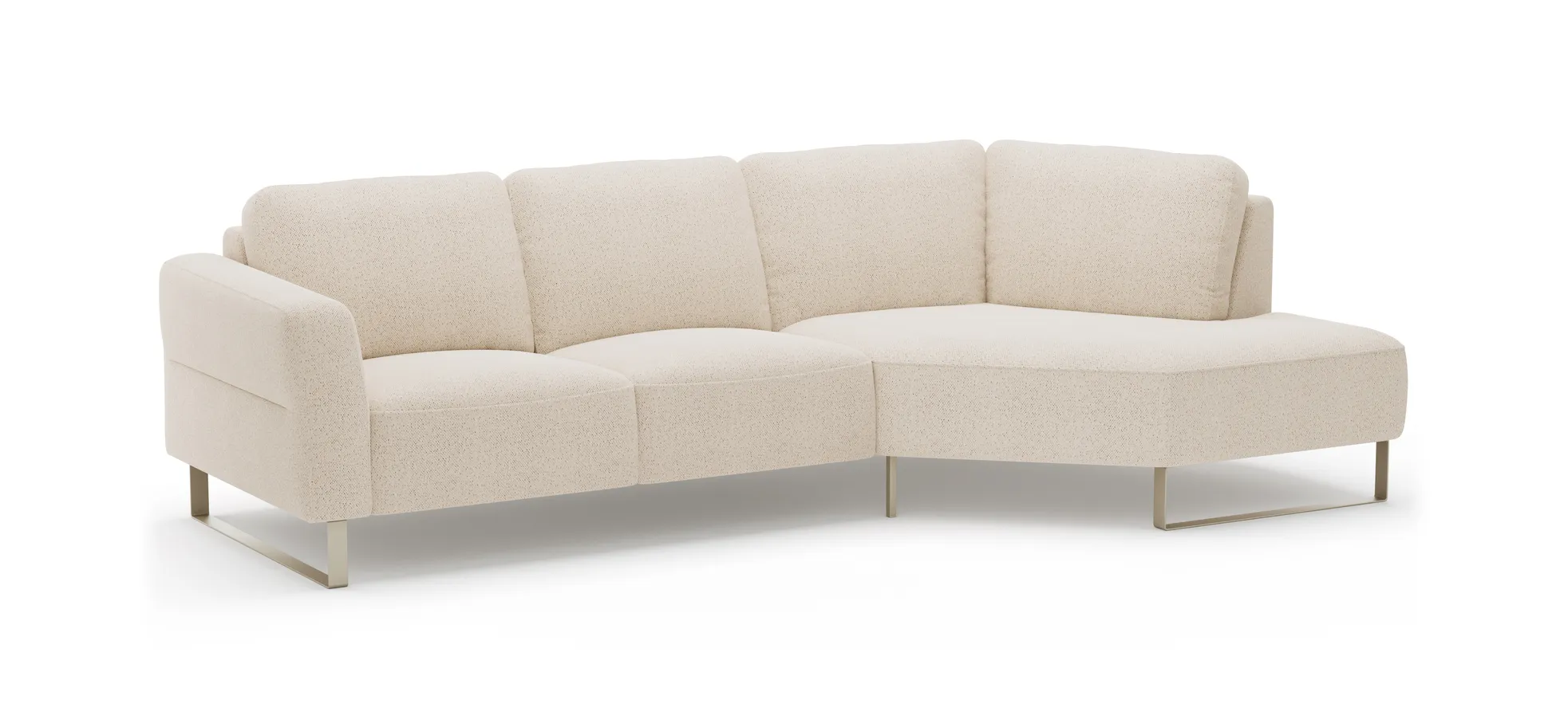 Ecksofa Leona - 2,5-Sitzer mit Ecke rechts, Stoff, Creme